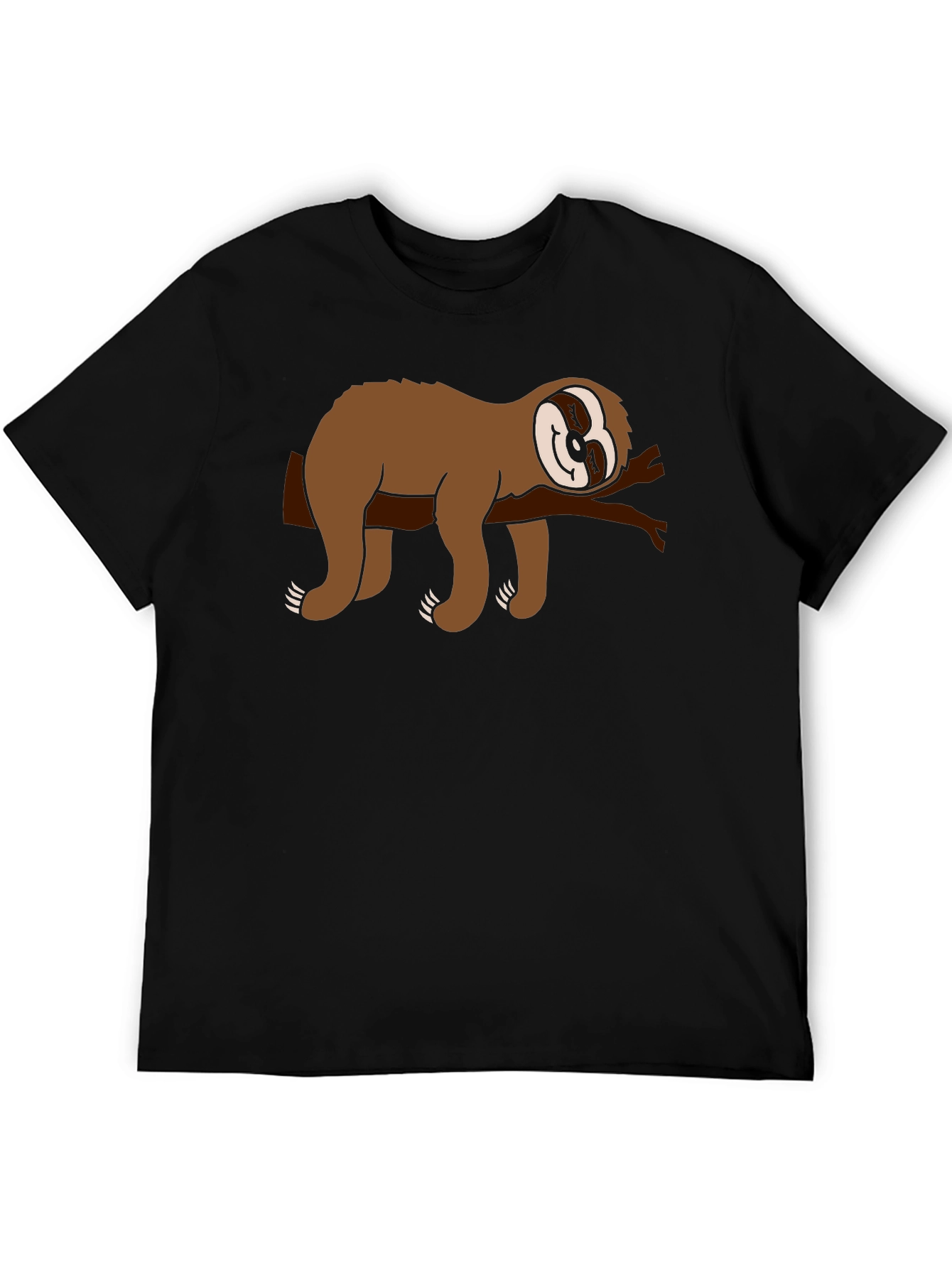 Black Chill Sloth Graphic Tee - Comfy Black T-Shirt view 5