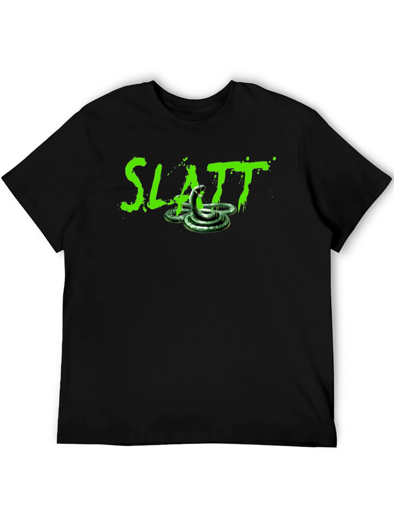 Black Slatt Snake Graphic Tee - Black Cotton T-Shirt view 5
