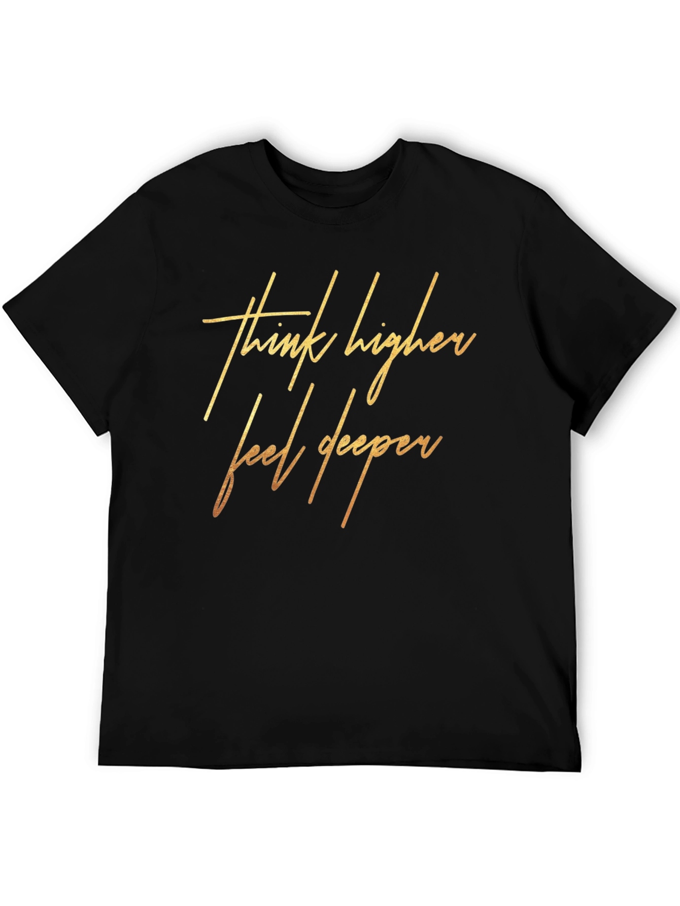 Black Think Higher Feel Deeper Black Graphic Tee view 5