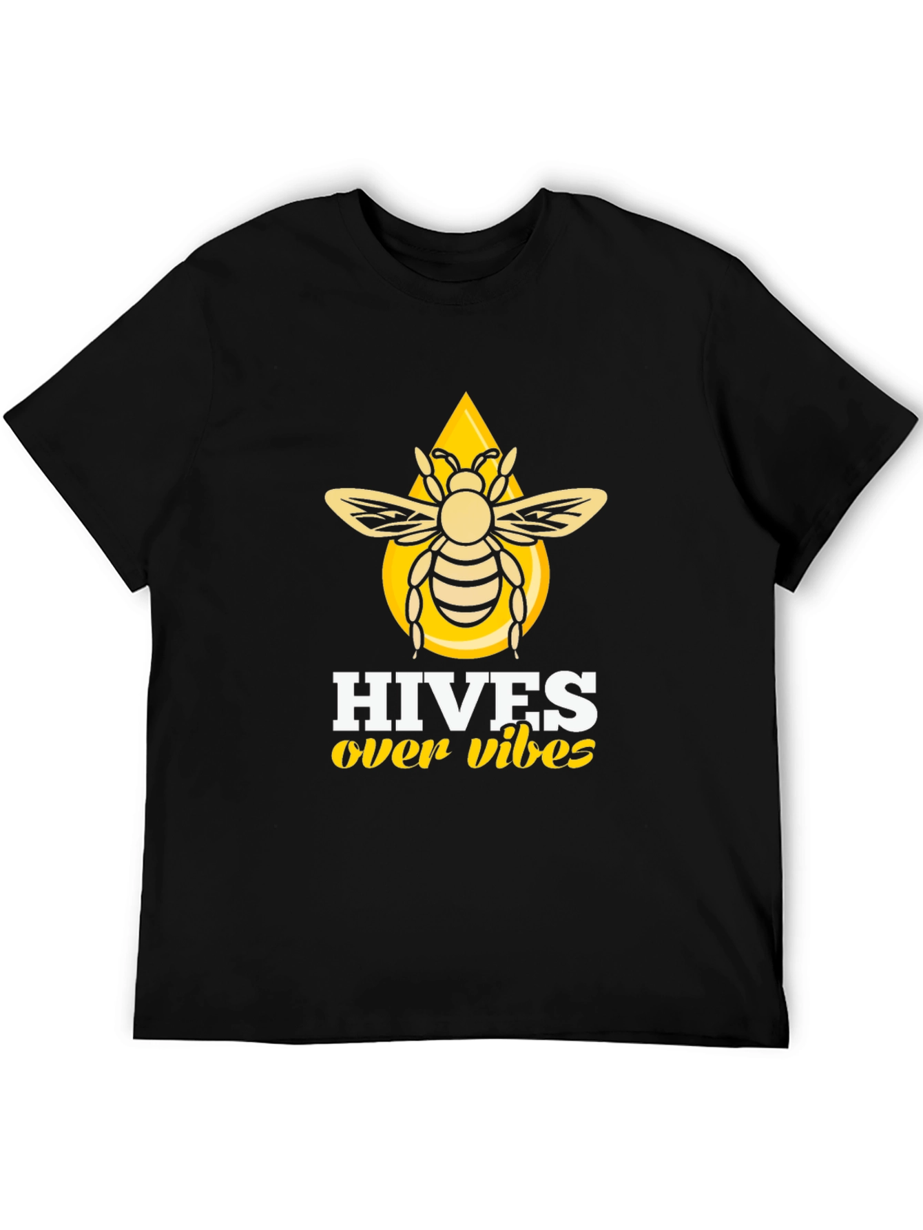 Black Hives Over Vibes T-Shirt - Honeybee Graphic Tee view 5