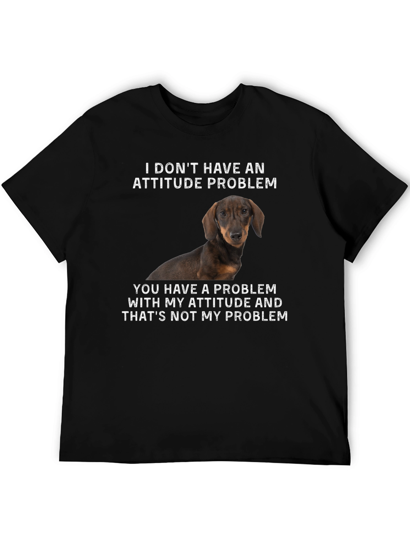 Black Funny Dachshund Attitude T-Shirt view 5