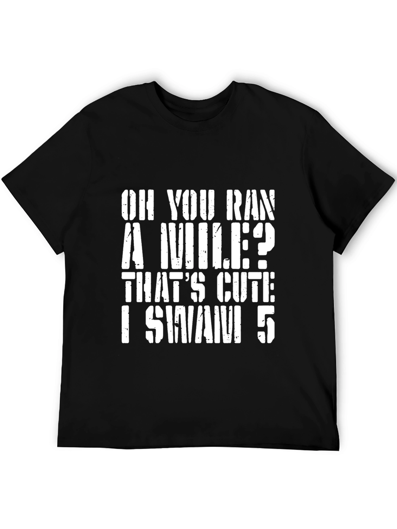 Black Funny "I Swim 5" Graphic T-Shirt view 5