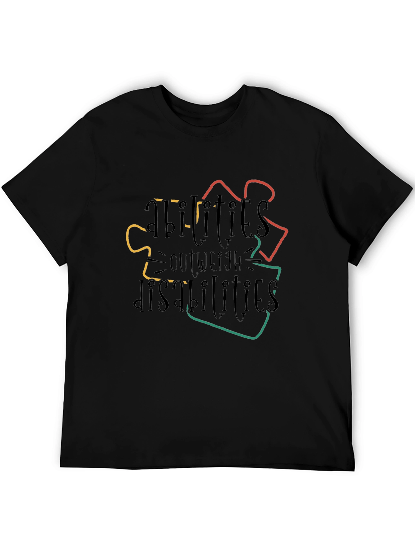 Black Autism Awareness T-Shirt: Abilities Outweigh Disabilities view 5