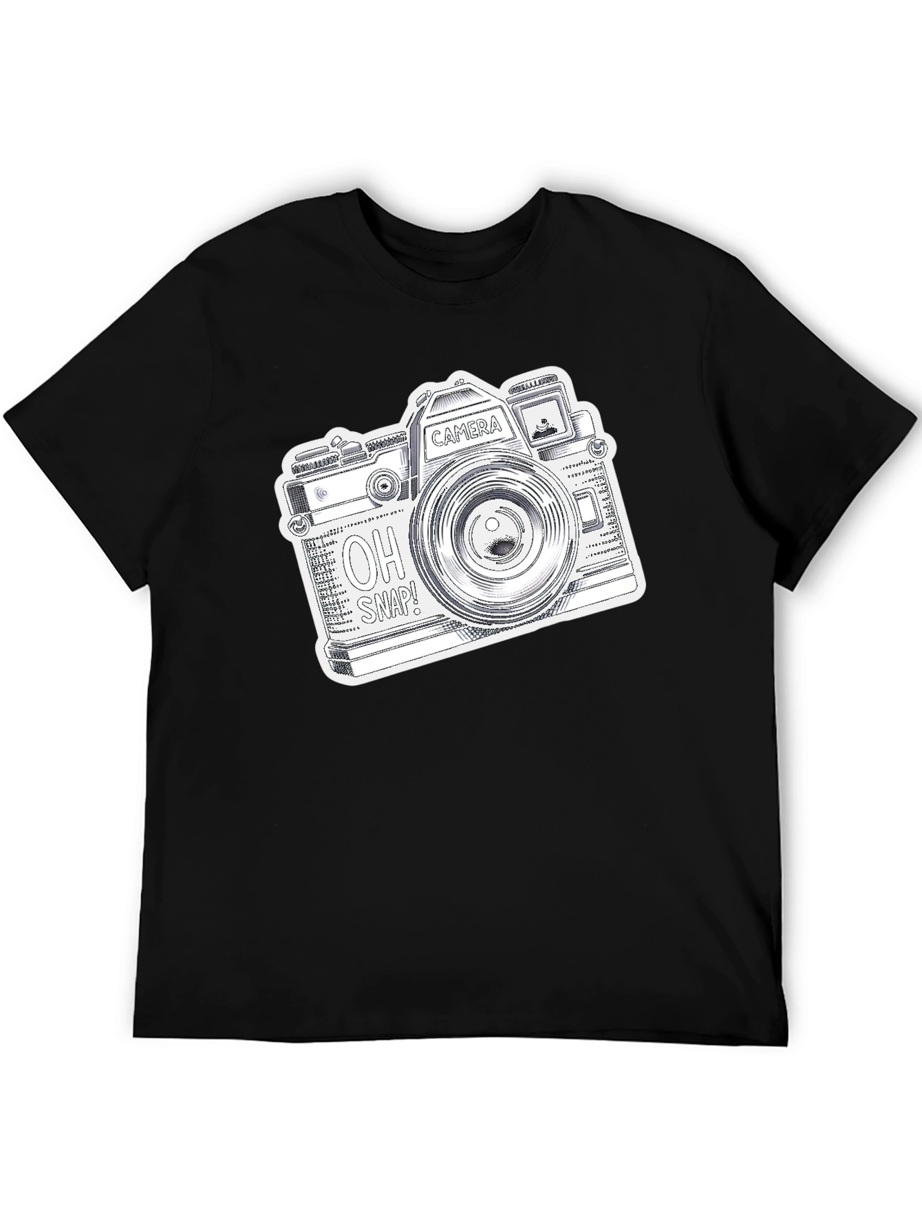 Black Retro Camera Graphic Print Black T-Shirt view 5