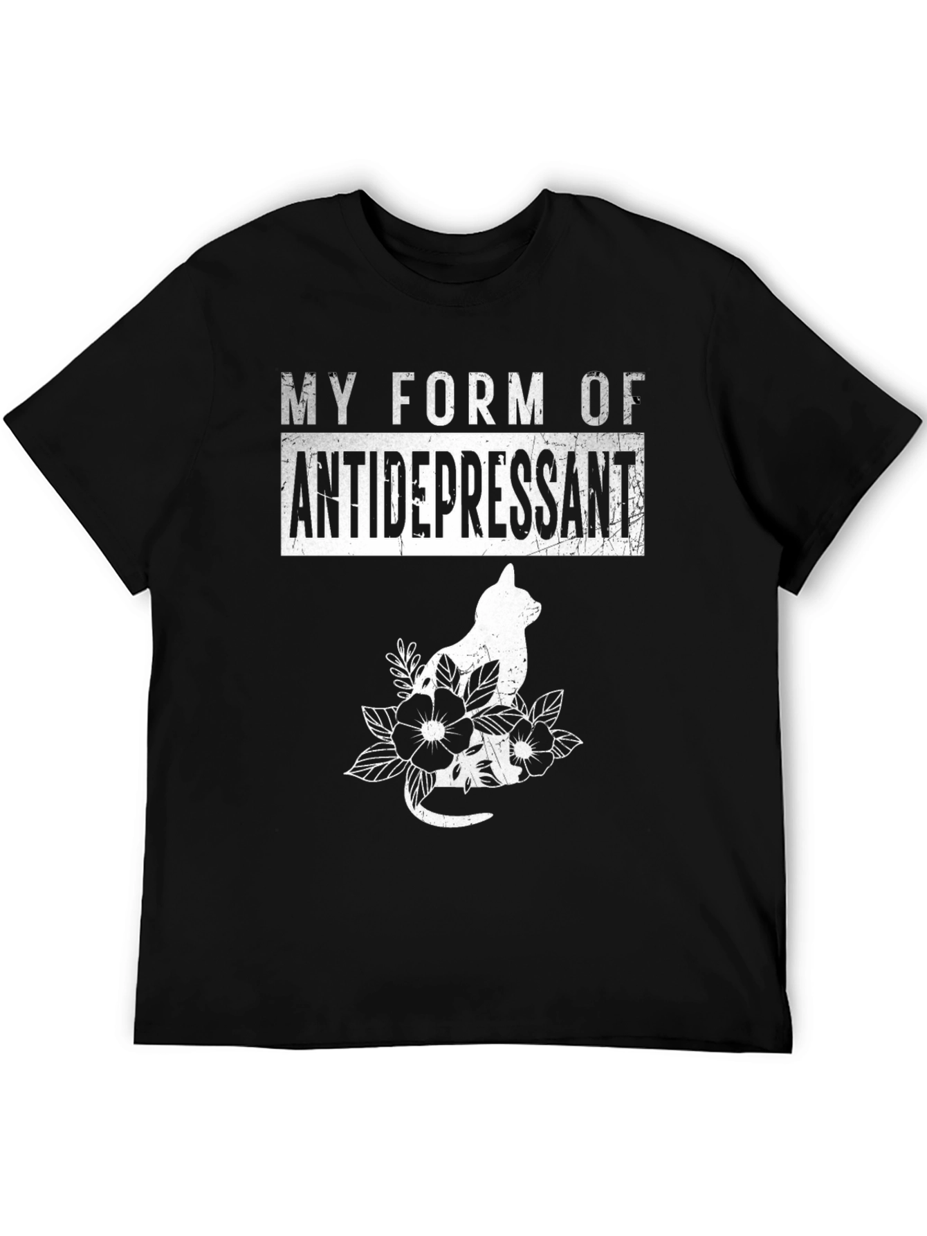 Black Cat Antidepressant Black T-Shirt view 5