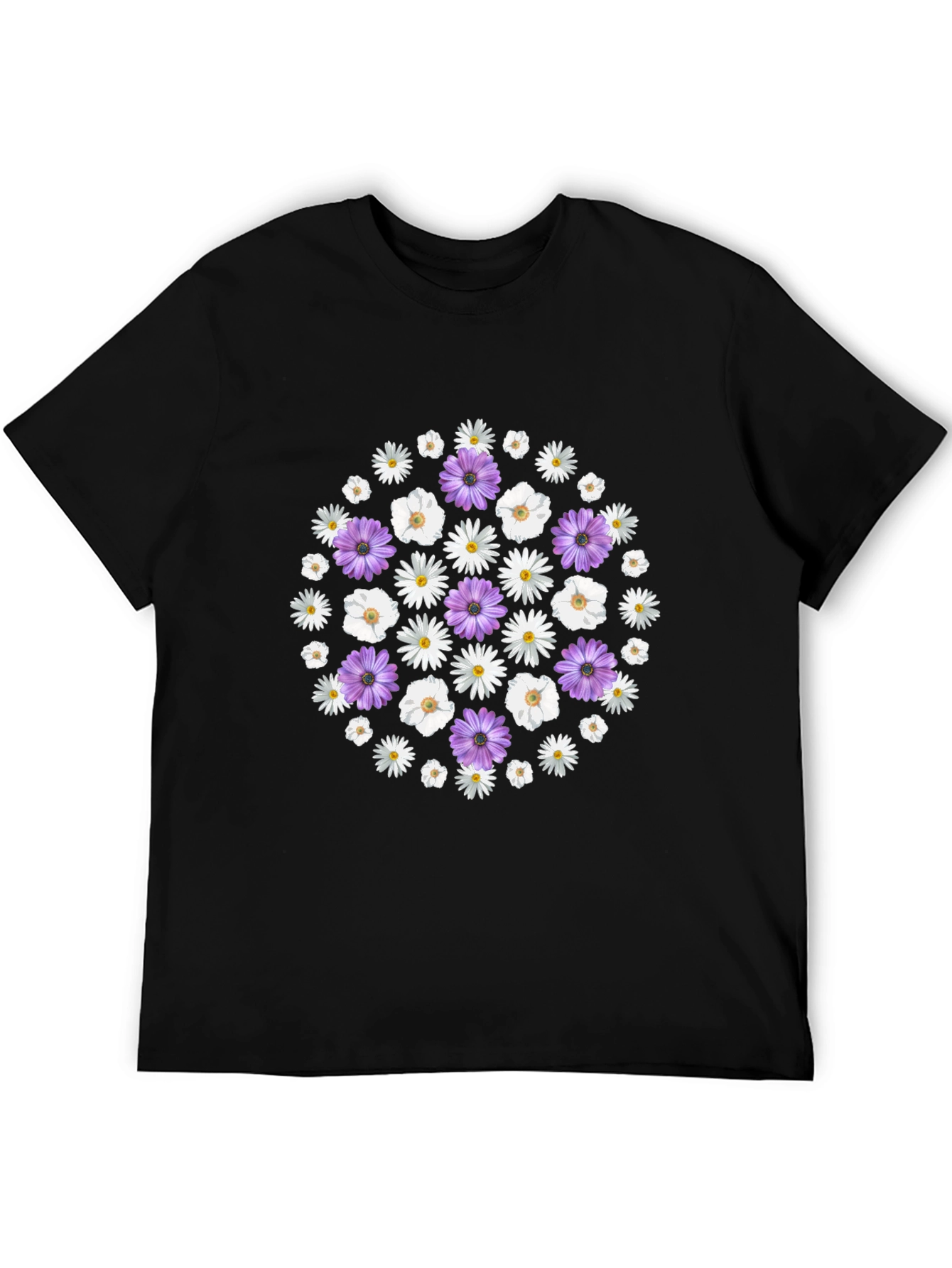 Black Floral Print Crew Neck T-Shirt view 5