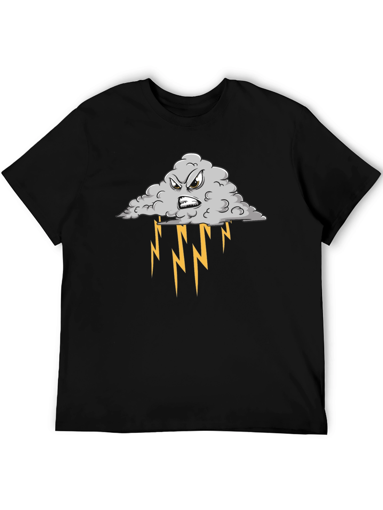 Black Storm Cloud Graphic Tee - Black Cotton T-Shirt view 5