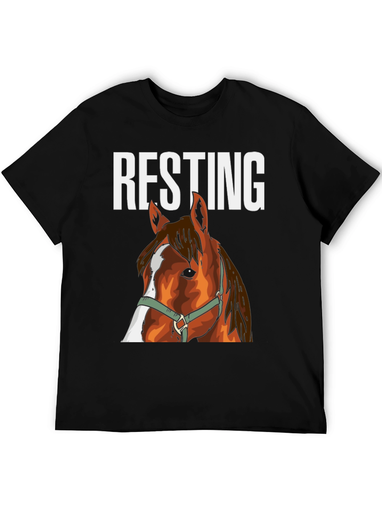 Black Resting Horse Face Graphic Tee view 5