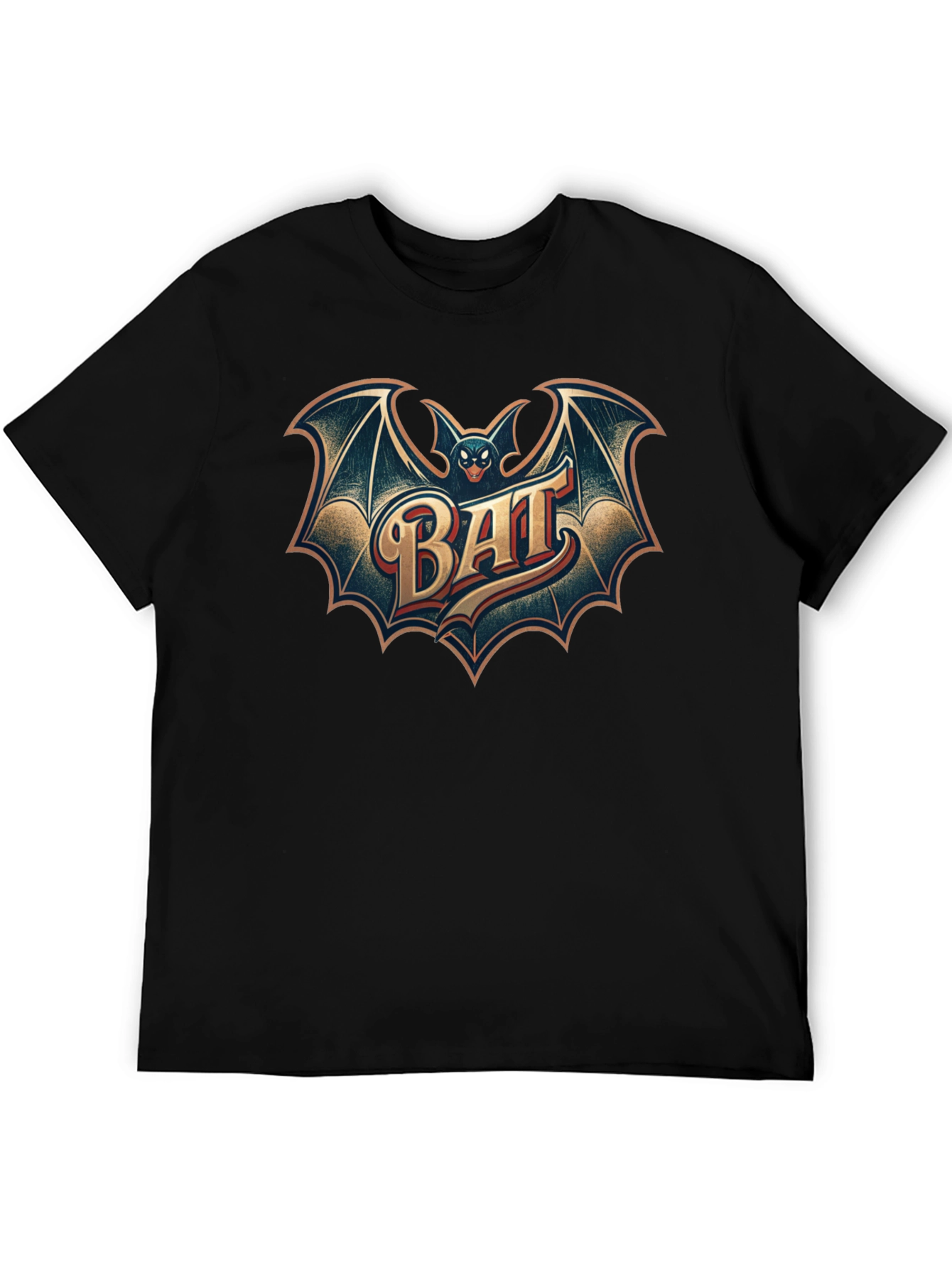 Black Vintage Bat Graphic Tee - Classic Cool Style view 5