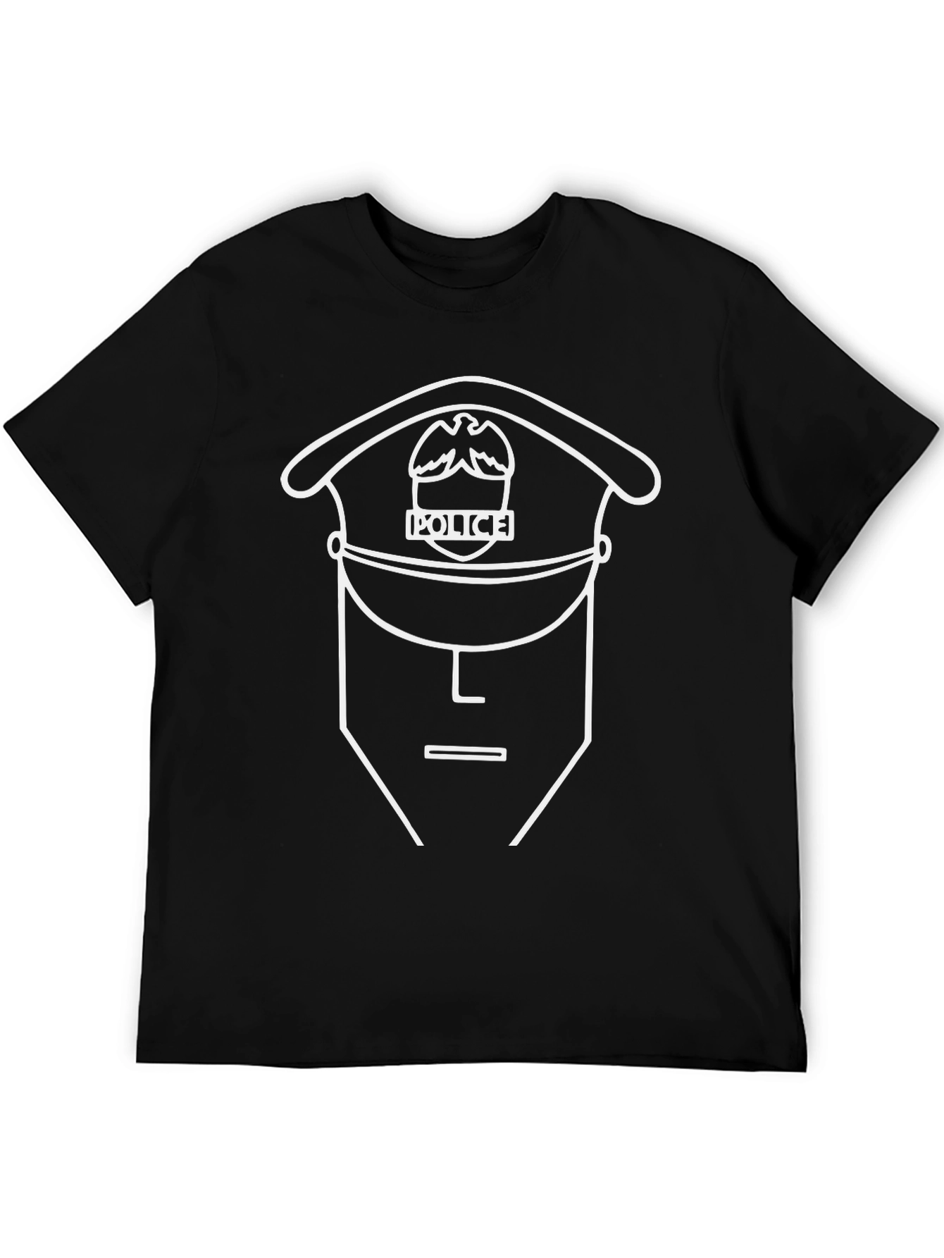 Black Police Outline Graphic Tee - Black Cotton Shirt view 5