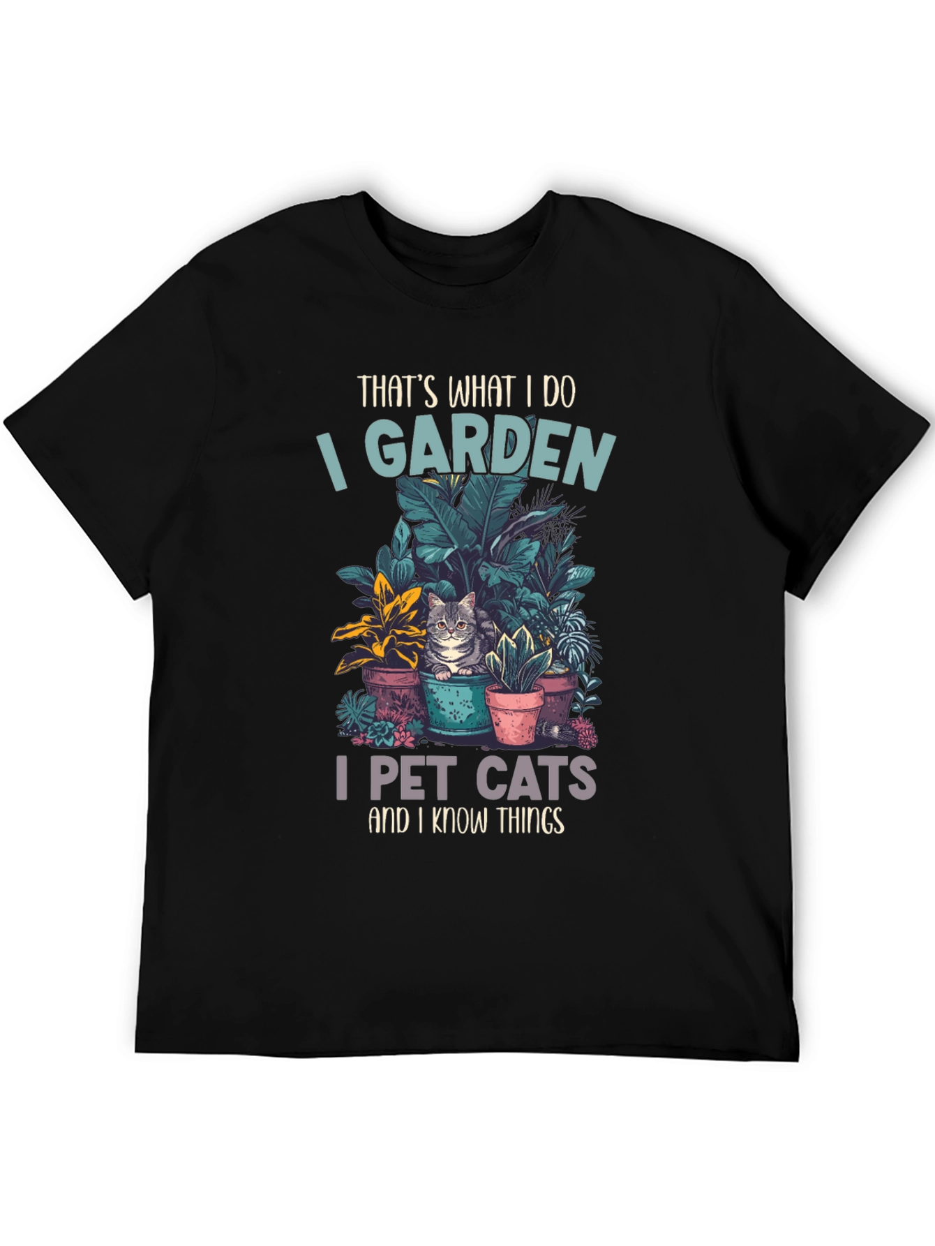 Black Gardening and Cat Lover T-Shirt view 5