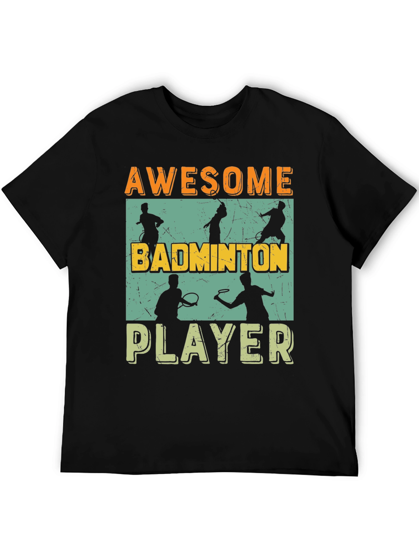 Black Awesome Badminton Player Graphic Tee view 5