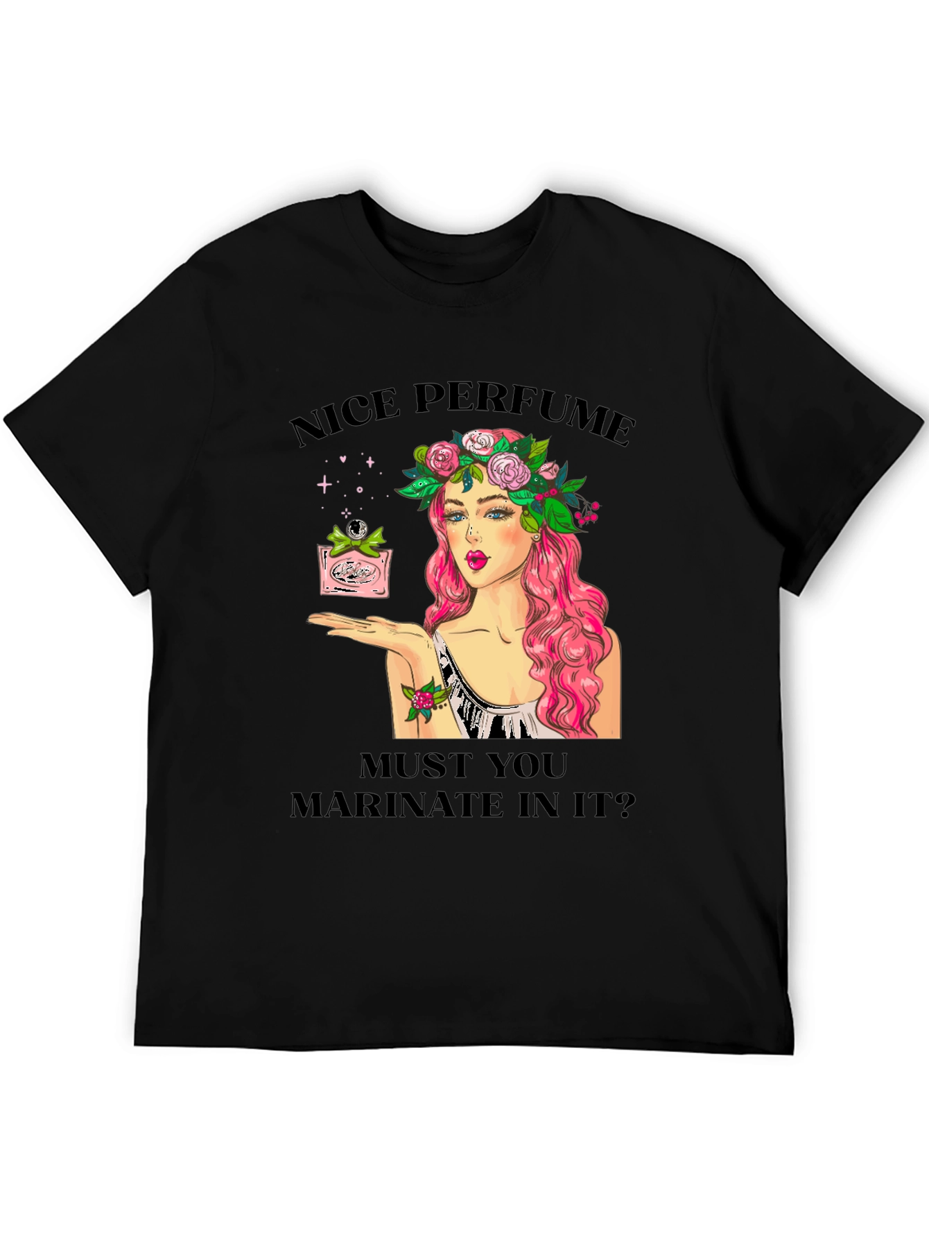Black Nice Perfume Funny Graphic T-Shirt view 5