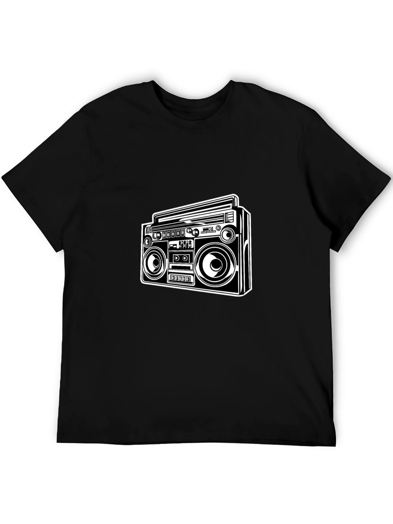 Black Retro Boombox Graphic Tee - Classic Black T-Shirt view 5