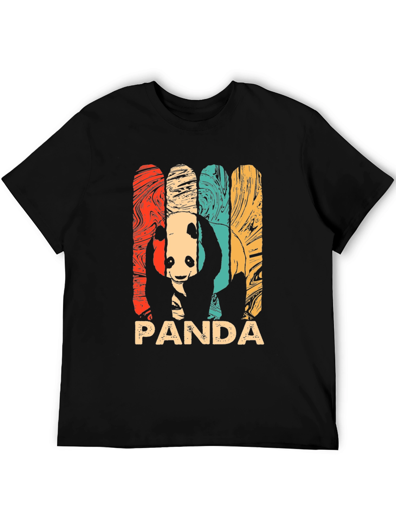 Black Retro Panda Graphic Tee - Men's Black T-Shirt view 5
