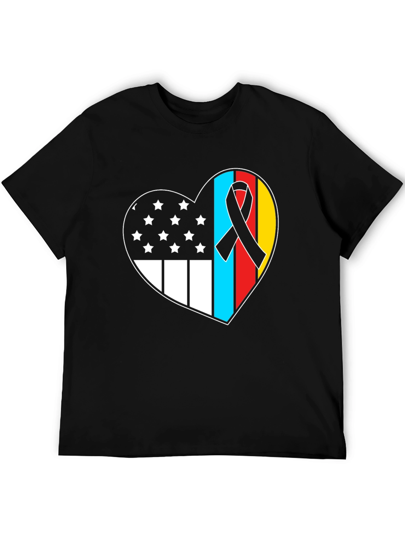 Black Heart Flag Patriotic T-Shirt view 5
