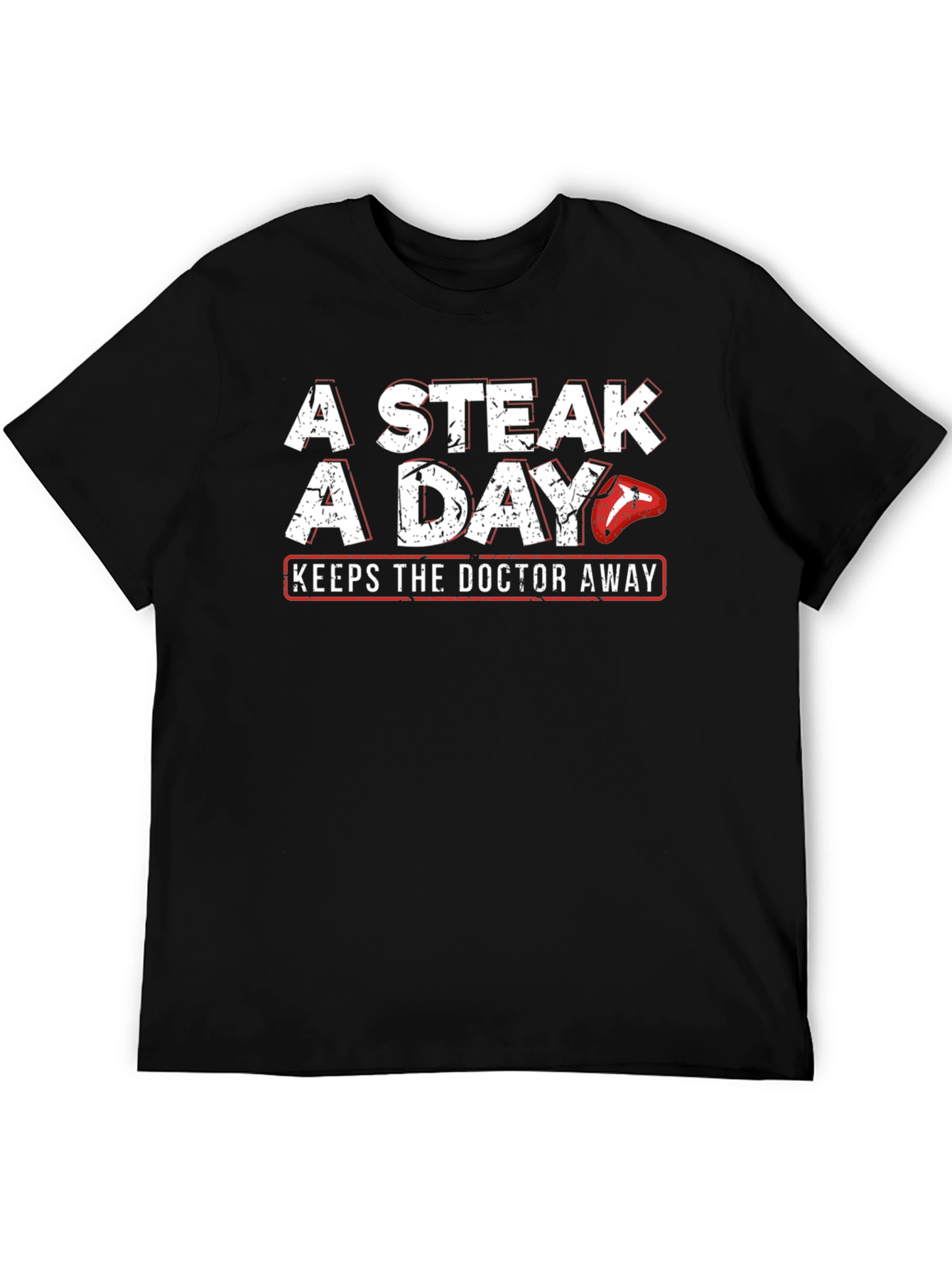 Black A Steak a Day T-Shirt - Funny Meat Lover Tee view 5