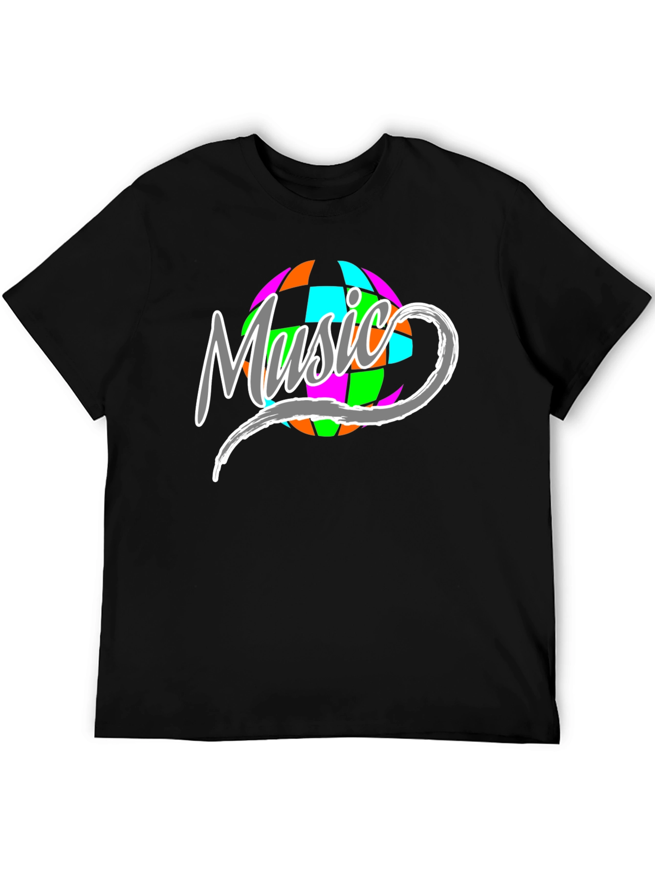 Black Music Disco Ball Graphic T-Shirt view 5