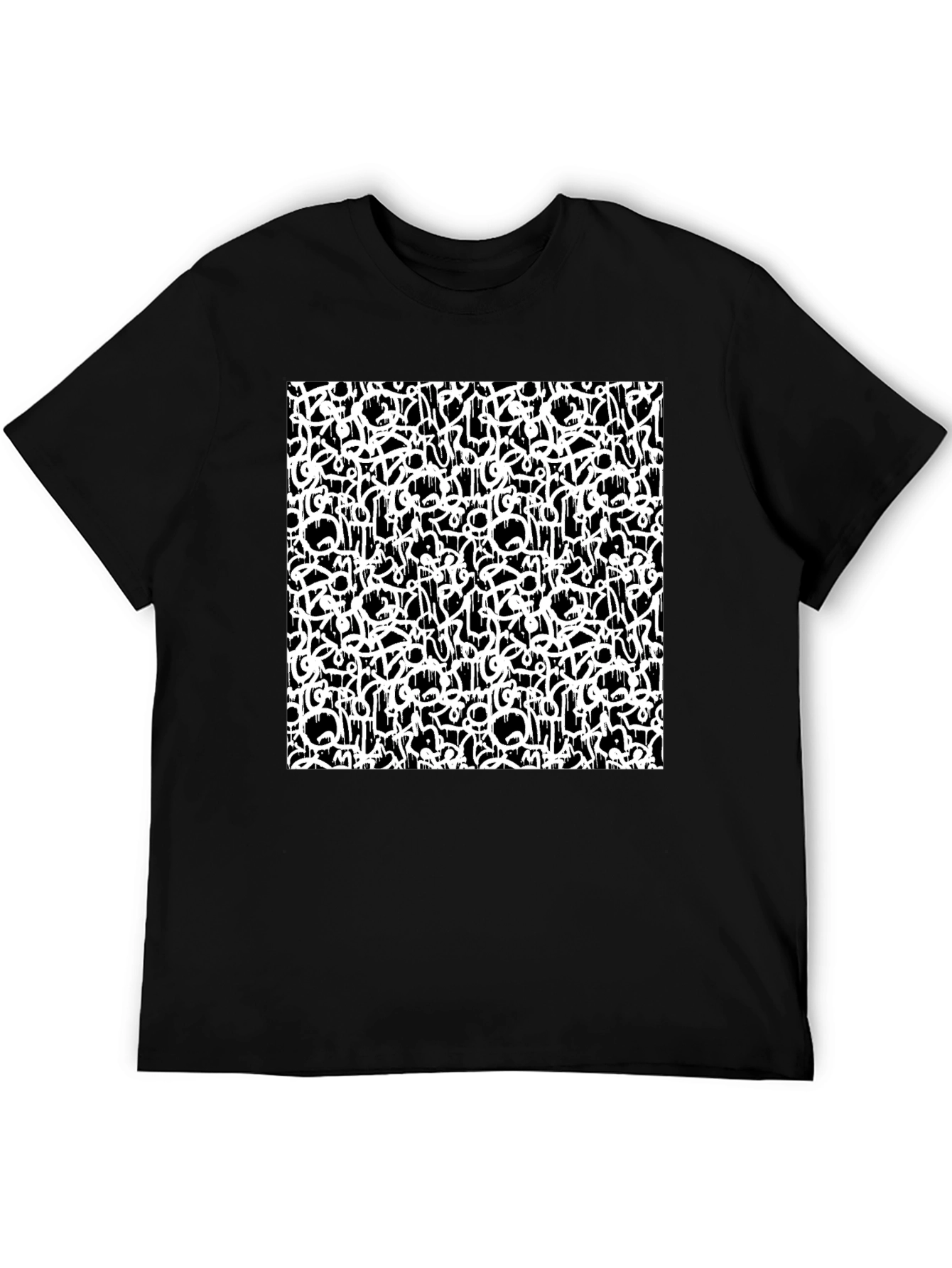 Black Abstract Graffiti Print Black T-Shirt view 5