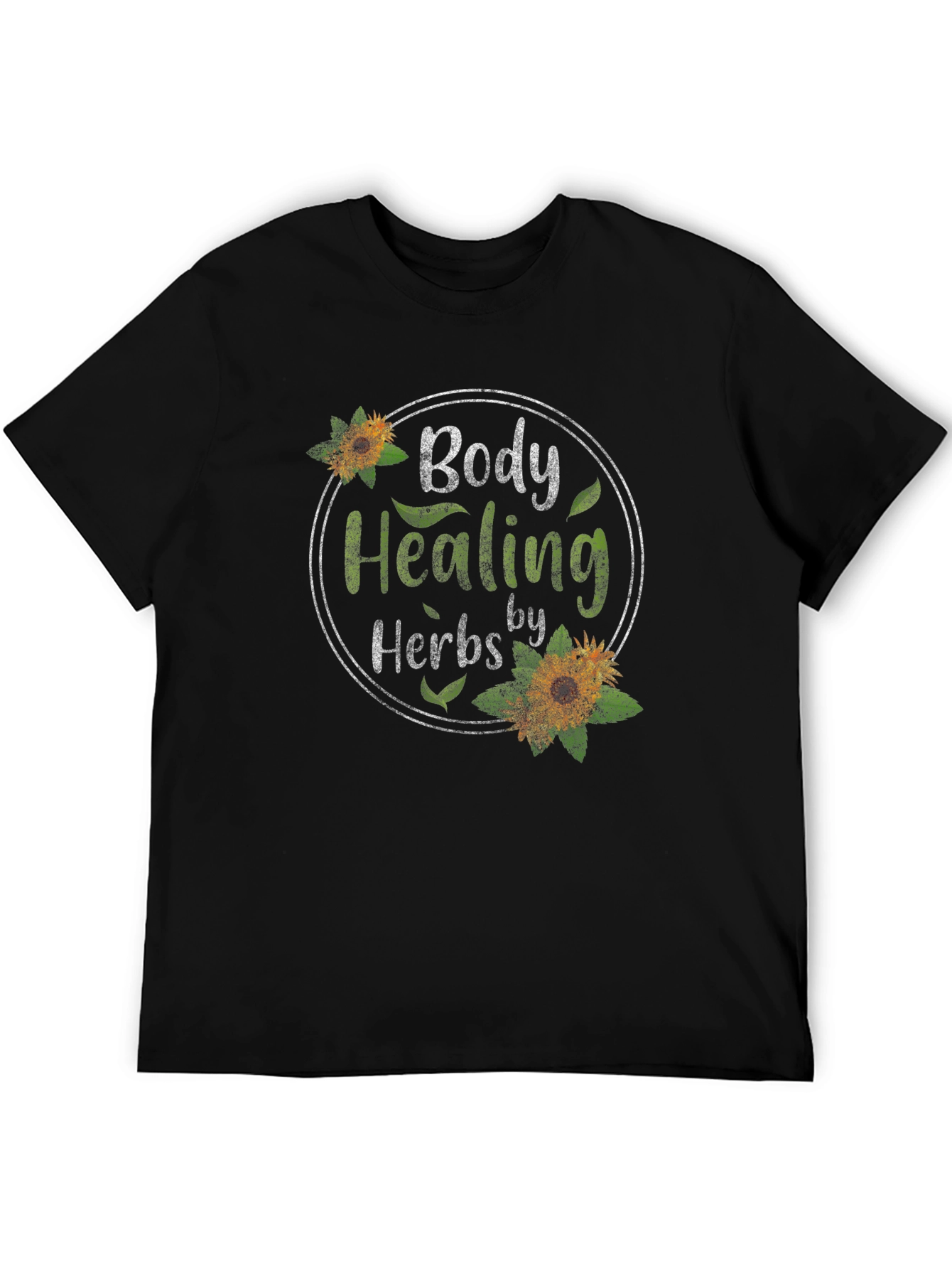 Black Body Healing Herbs Graphic T-Shirt - Black view 5