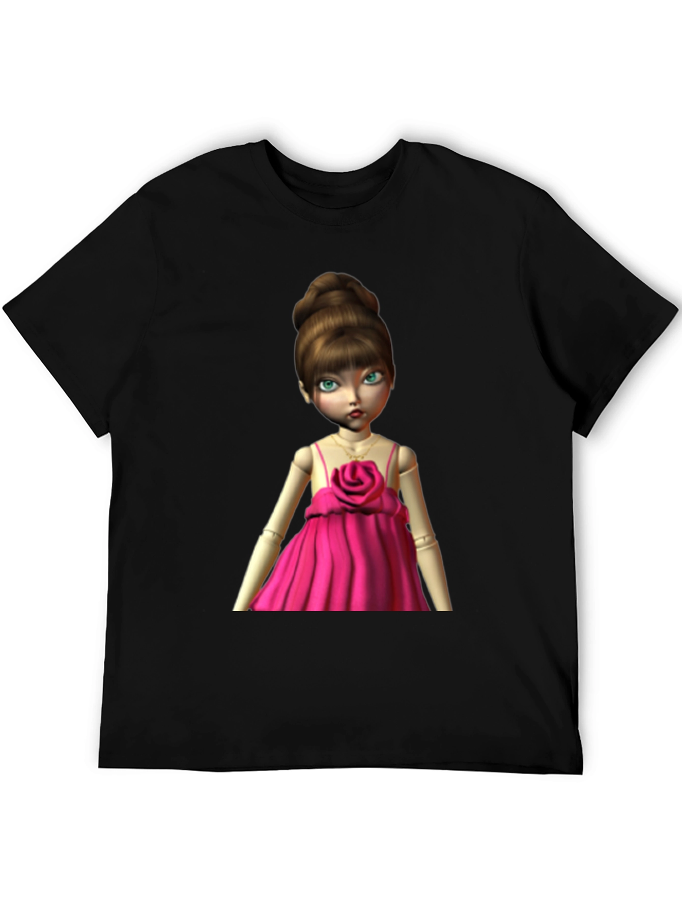 Black Doll in Pink Dress Graphic T-Shirt view 5