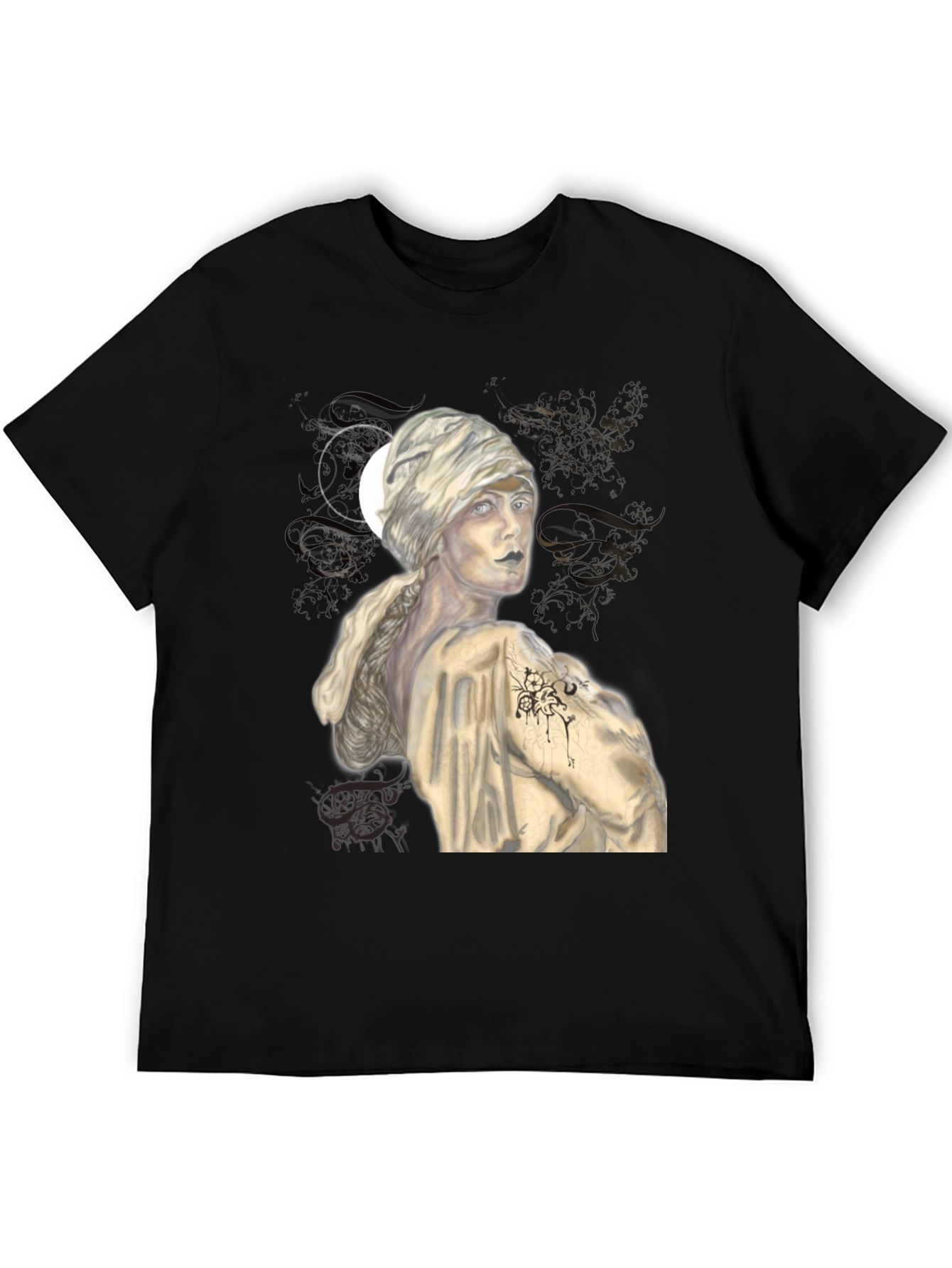 Black Mystic Muse Graphic Tee - Unisex Black T-Shirt view 5