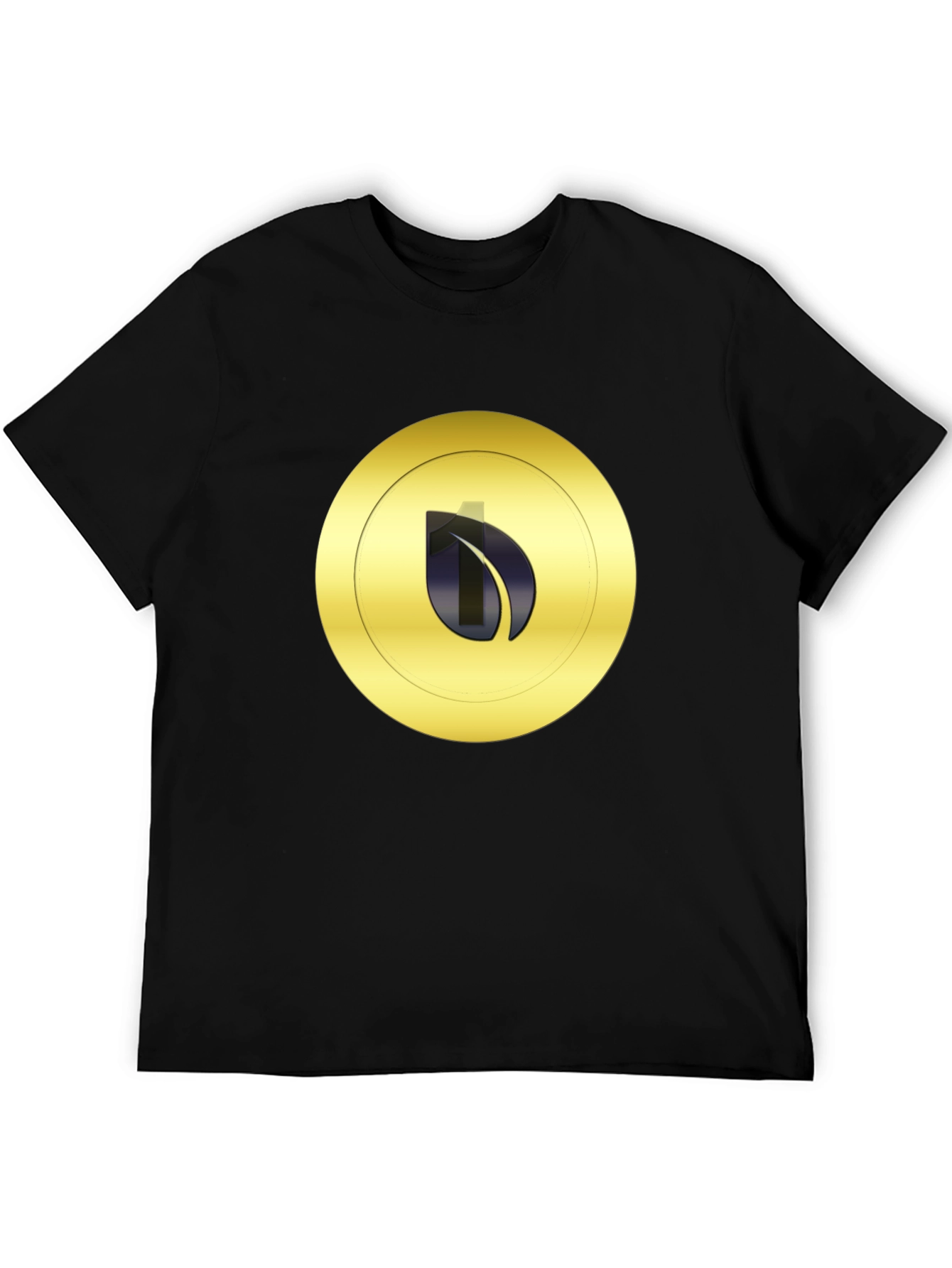 Black Black T-Shirt with Gold Leaf Emblem view 5