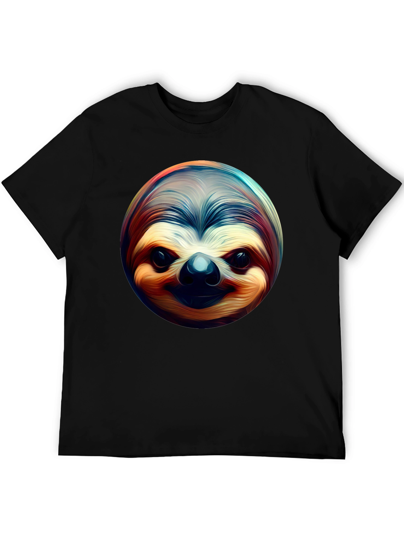 Black Sloth Face Graphic Tee - Black Casual Shirt view 5
