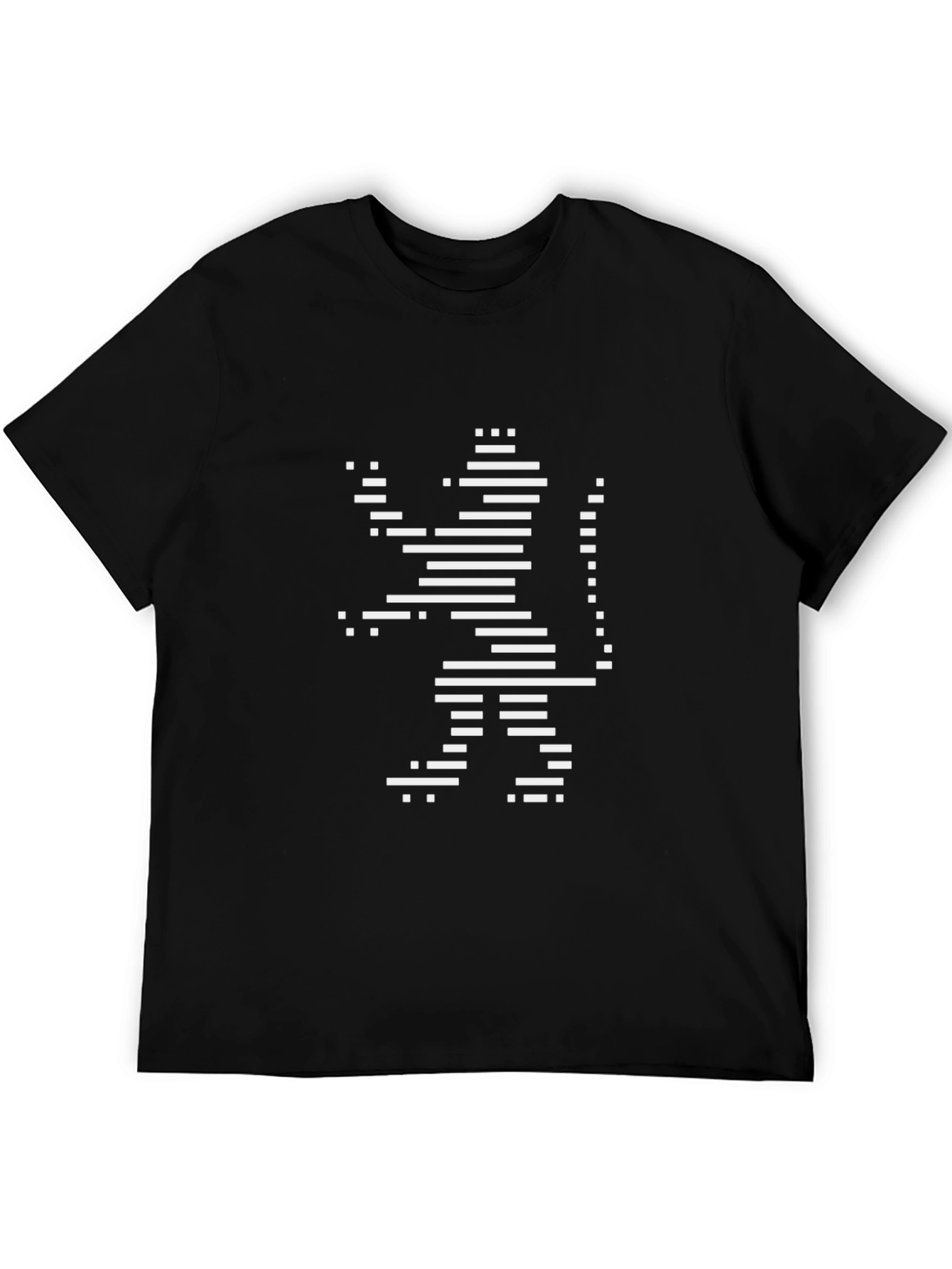 Black Black T-Shirt with Abstract Lion Design view 5