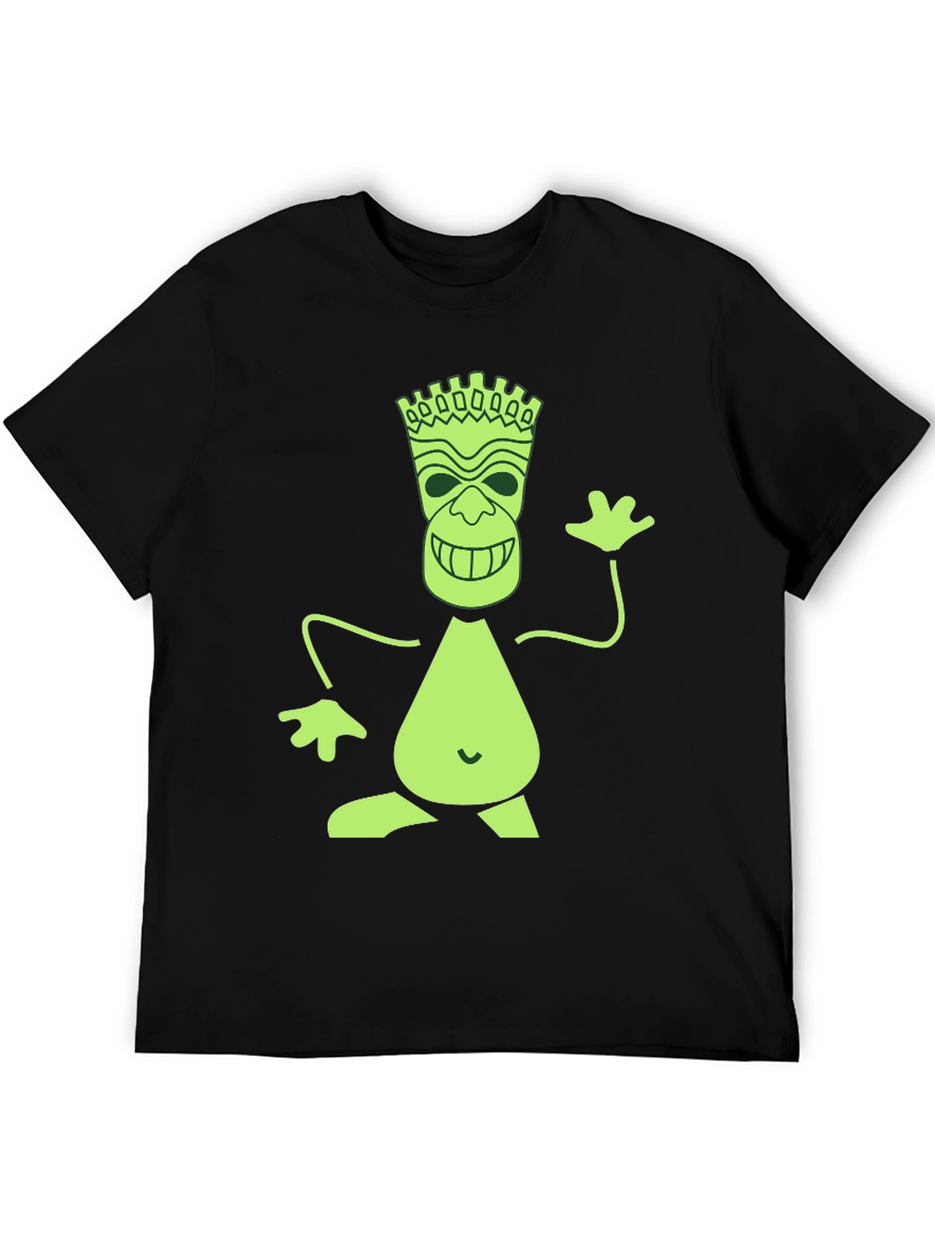 Black Fun Tiki Graphic Print Black T-Shirt view 5