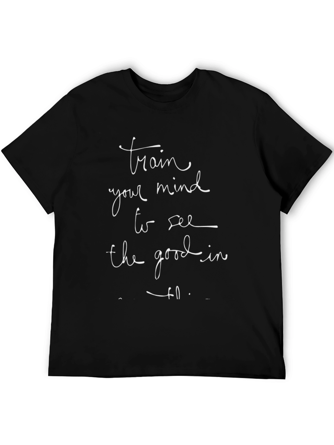 Black Train Your Mind Graphic Tee - Unisex Black Cotton T-Shirt view 5