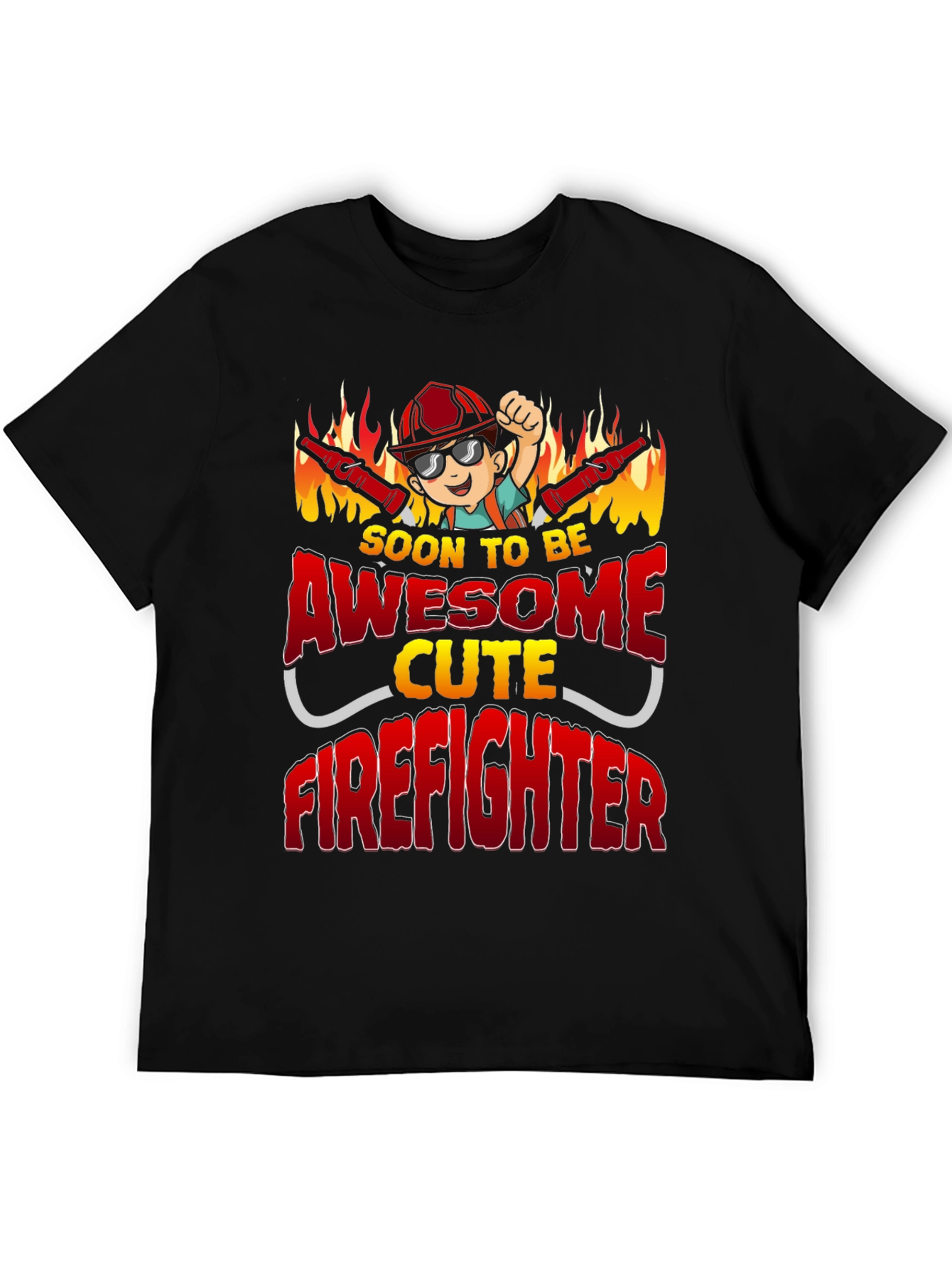 Black Awesome Cute Firefighter T-Shirt view 5