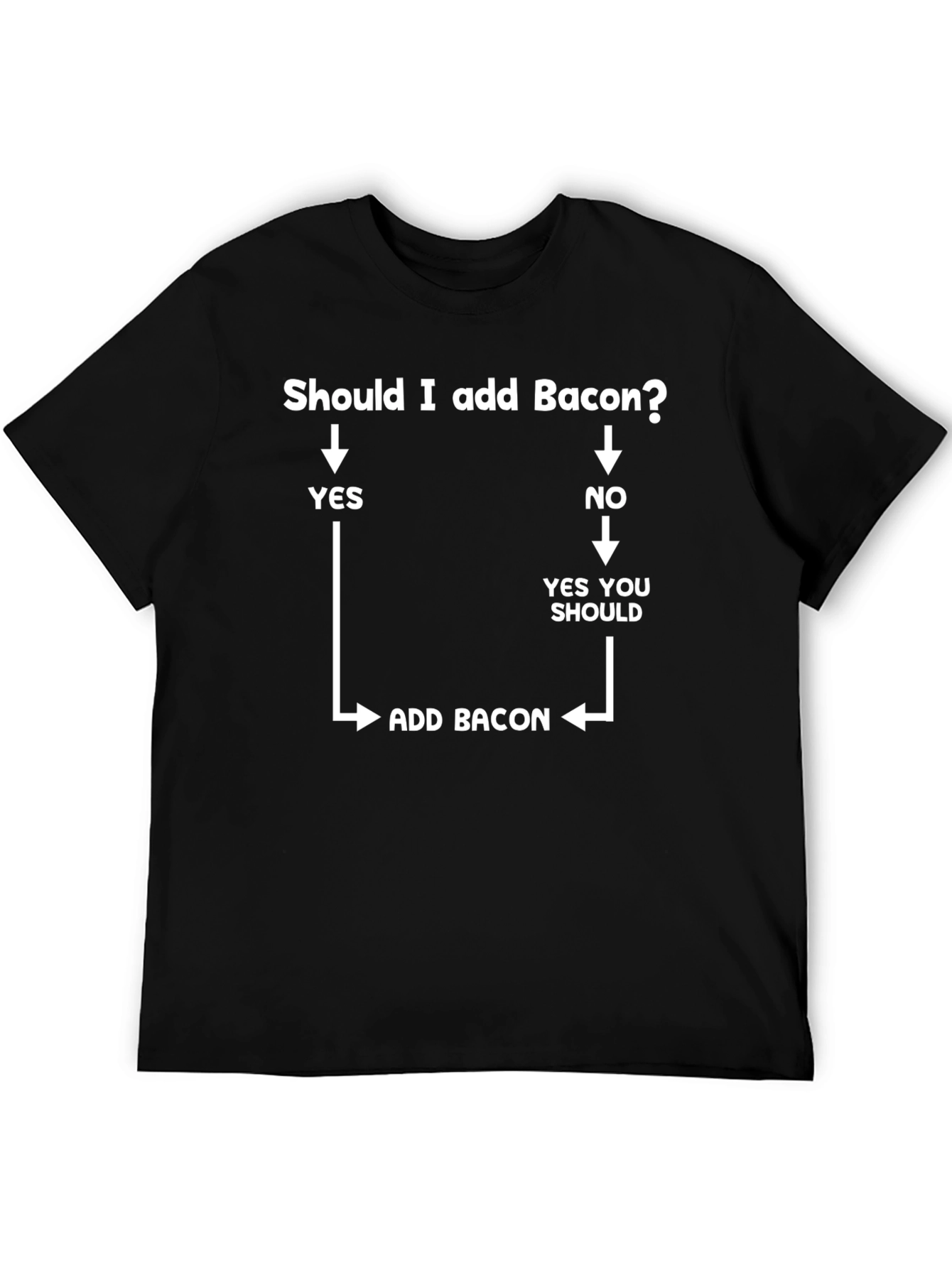 Black Add Bacon Black Graphic T-Shirt view 5