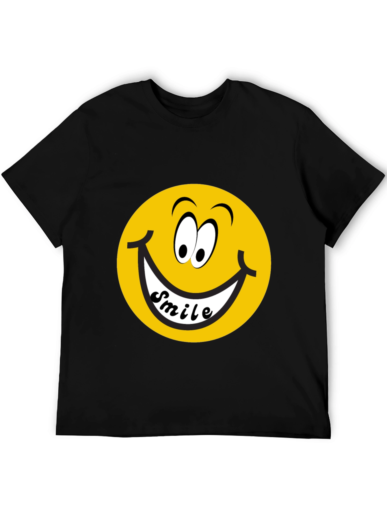 Black Smiley Face Graphic Black T-Shirt view 5