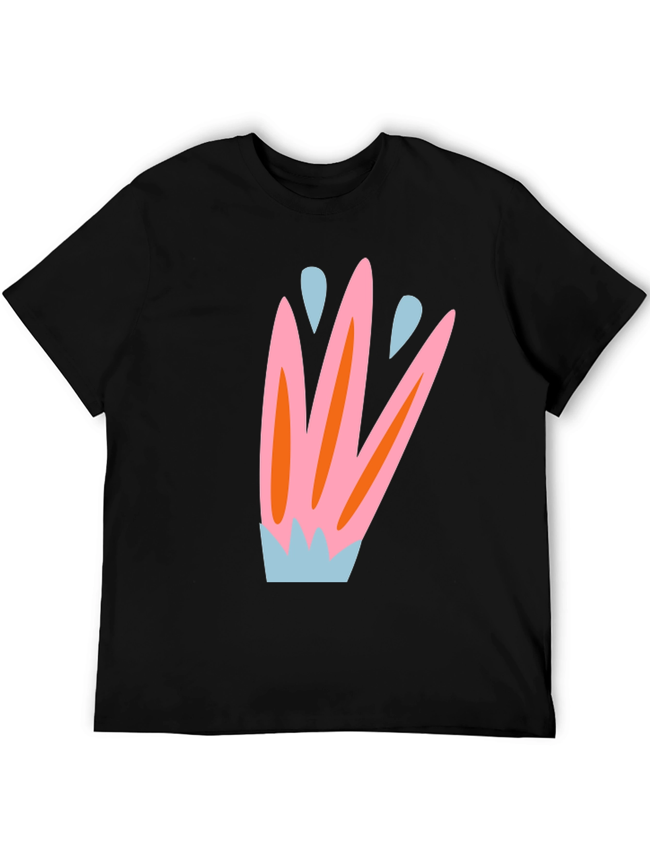 Black Abstract Floral Print Black T-Shirt view 5