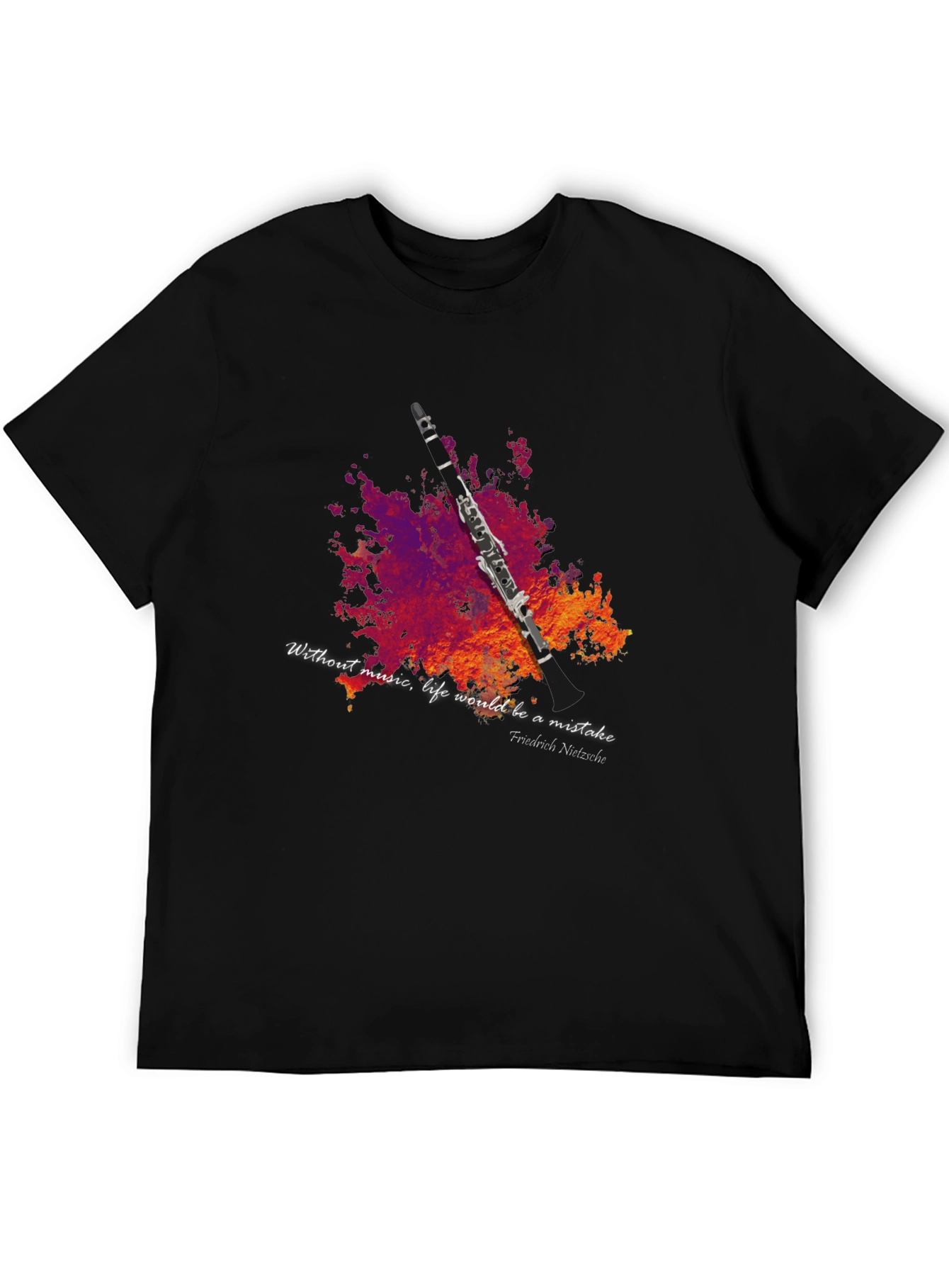 Black Music Lover T-Shirt - Clarinet Design view 5