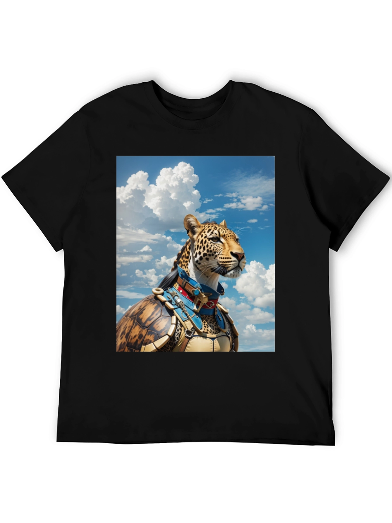 Black Leopard Warrior Graphic Tee - Black Cotton Comfort view 5
