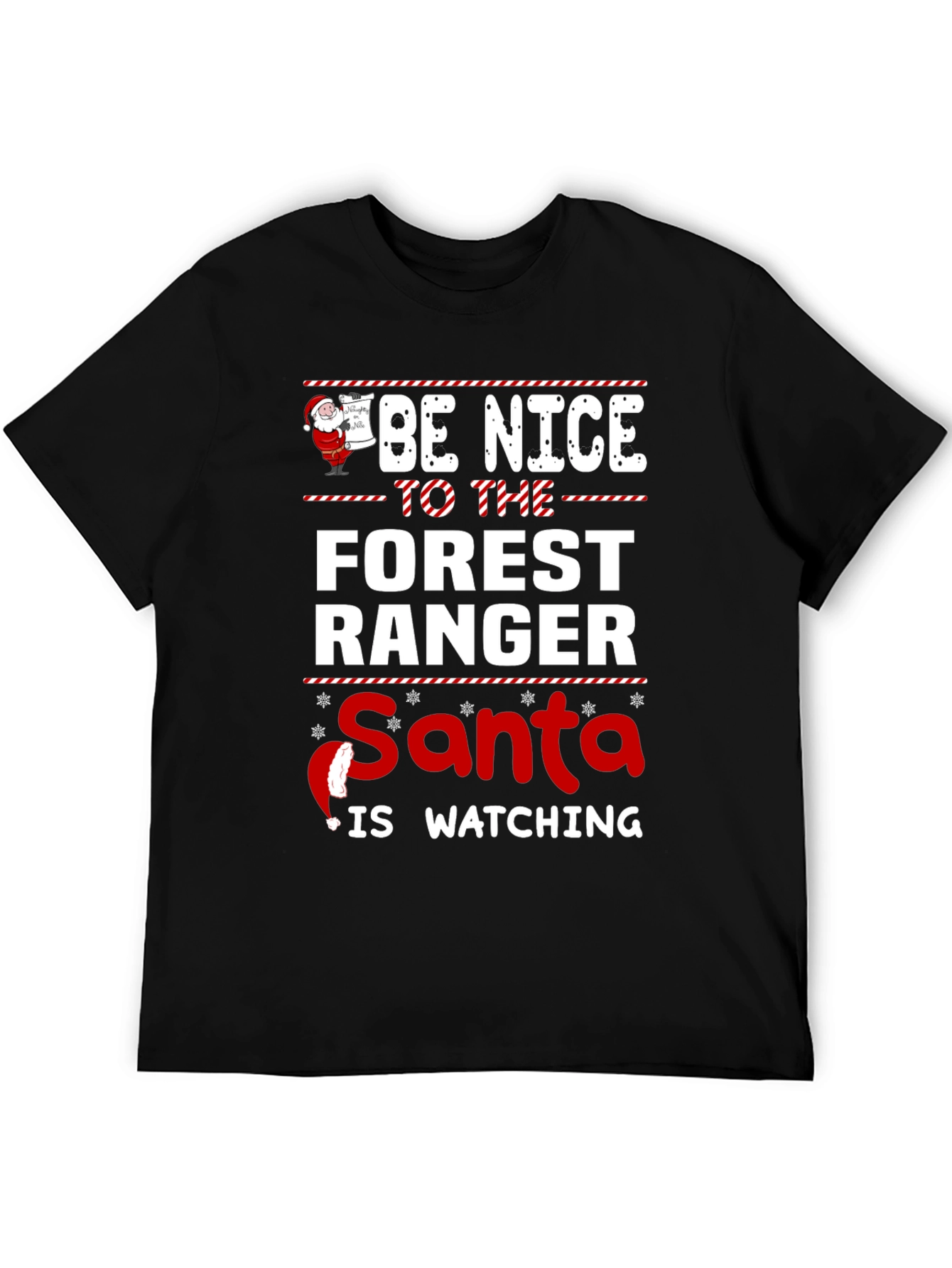 Black Be Nice to The Forest Ranger Santa T-Shirt view 5