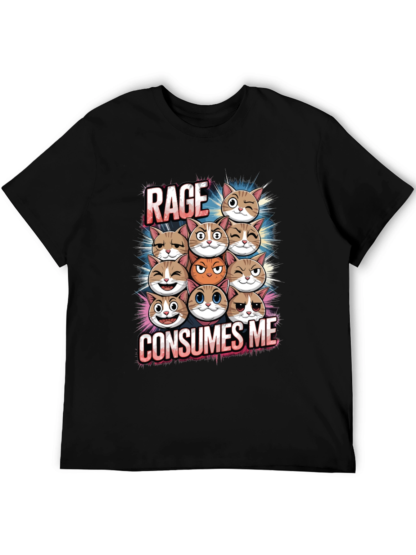 Black Rage Consumes Me Cats Graphic T-Shirt view 5