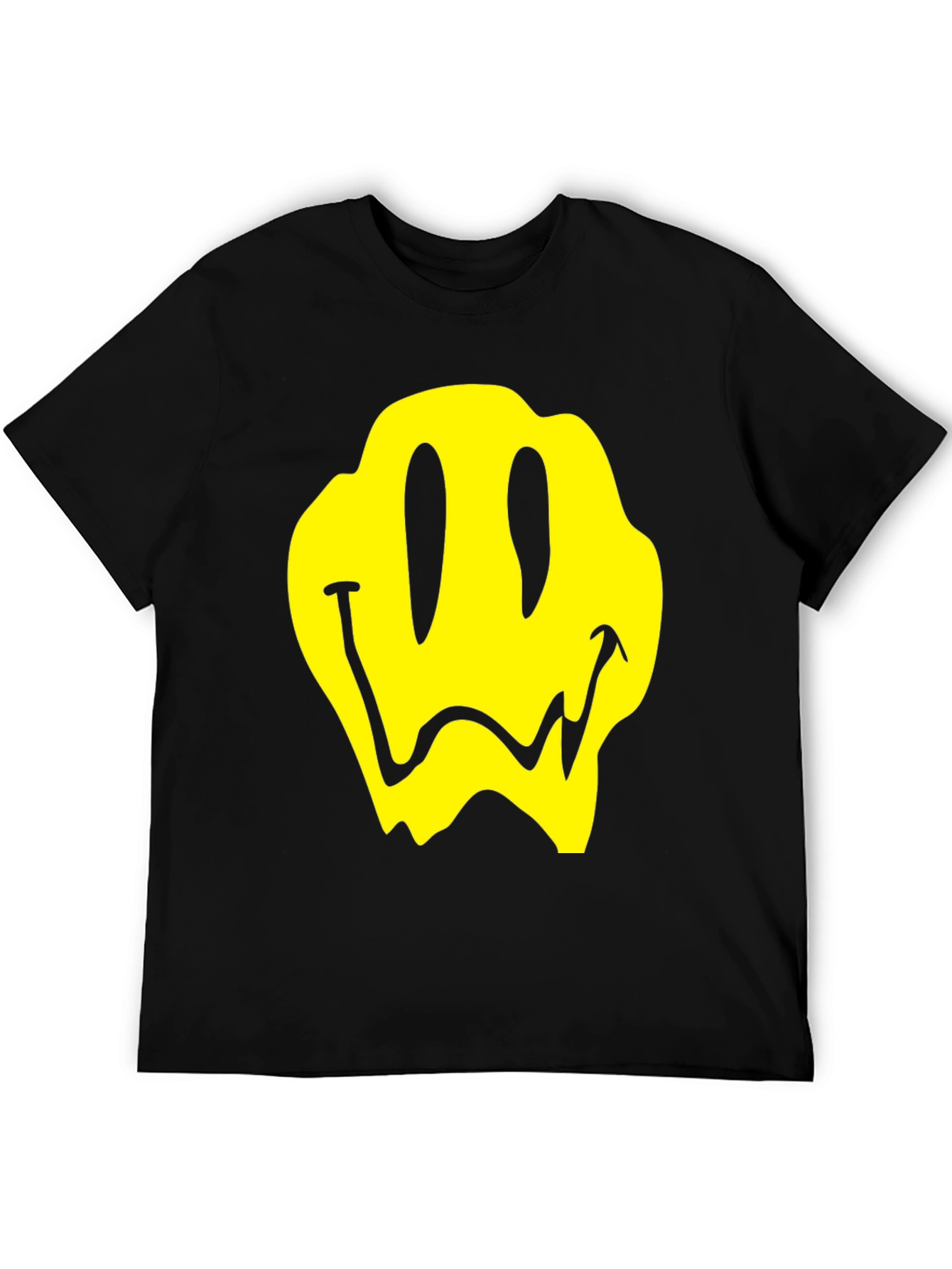 Black Melting Smiley Face Graphic T-Shirt view 5