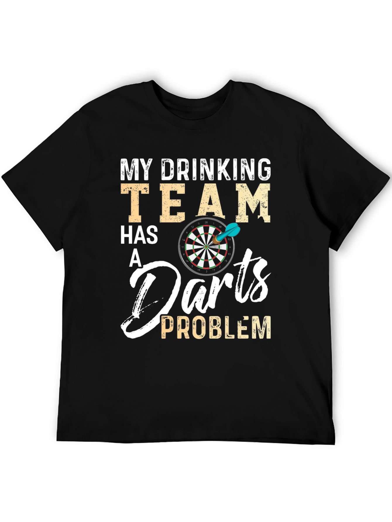 Black Funny Drinking Darts Team Problem Black T-Shirt view 5