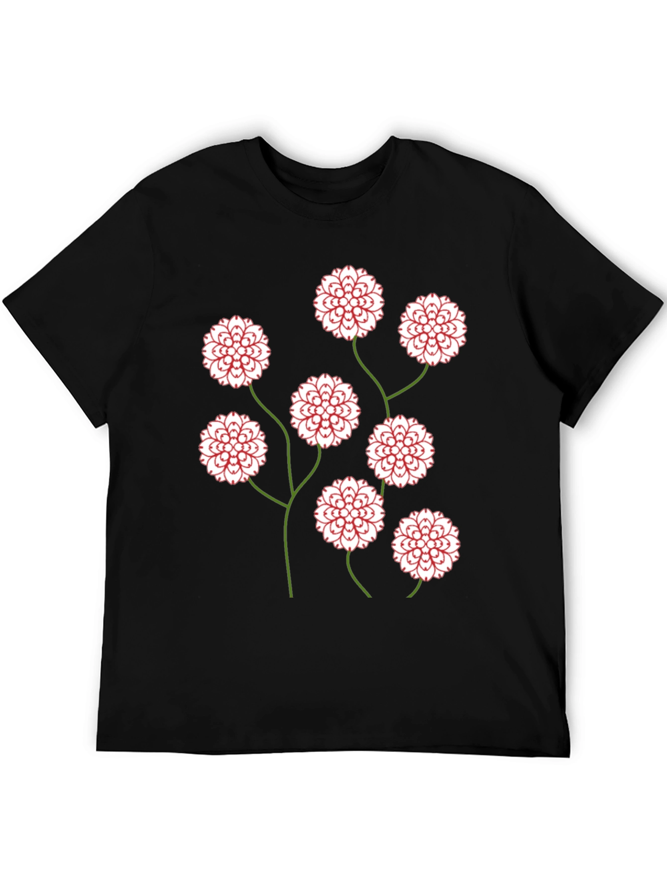 Black Floral Print Black T-Shirt view 5