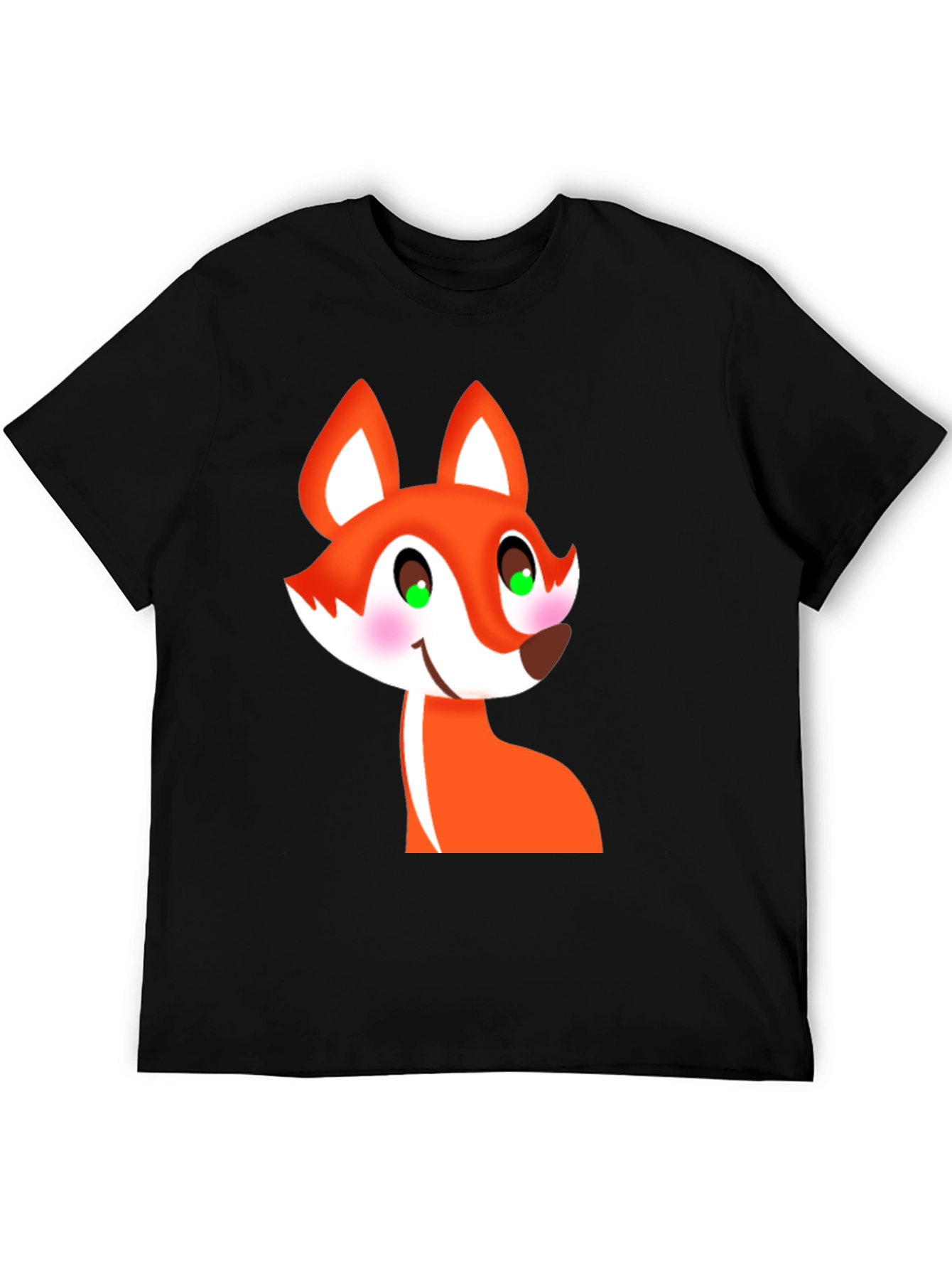 Black Cartoon Fox Graphic Tee - Black T-Shirt view 5