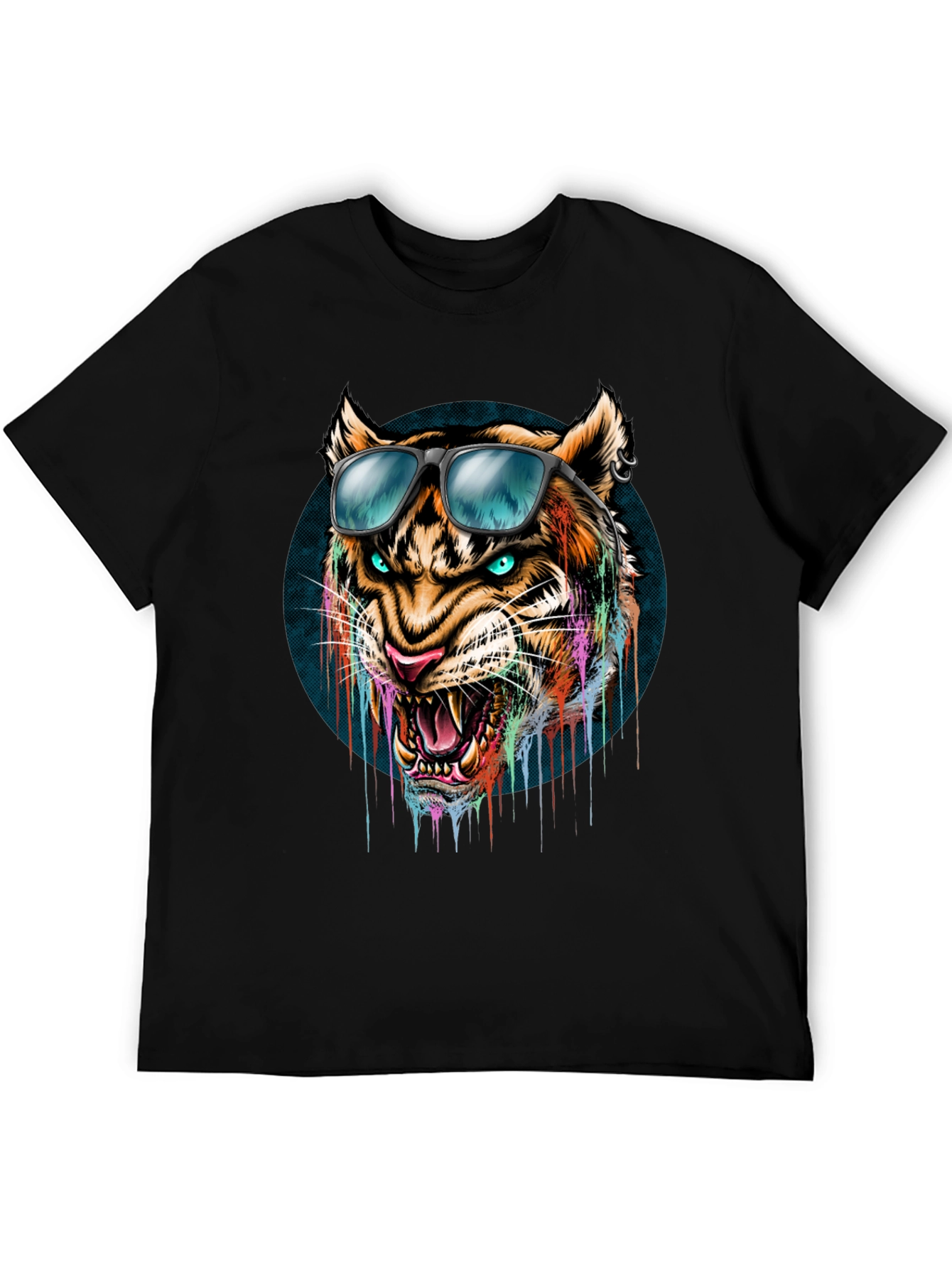 Black Cool Tiger Graphic Tee - Men's Black T-Shirt view 5