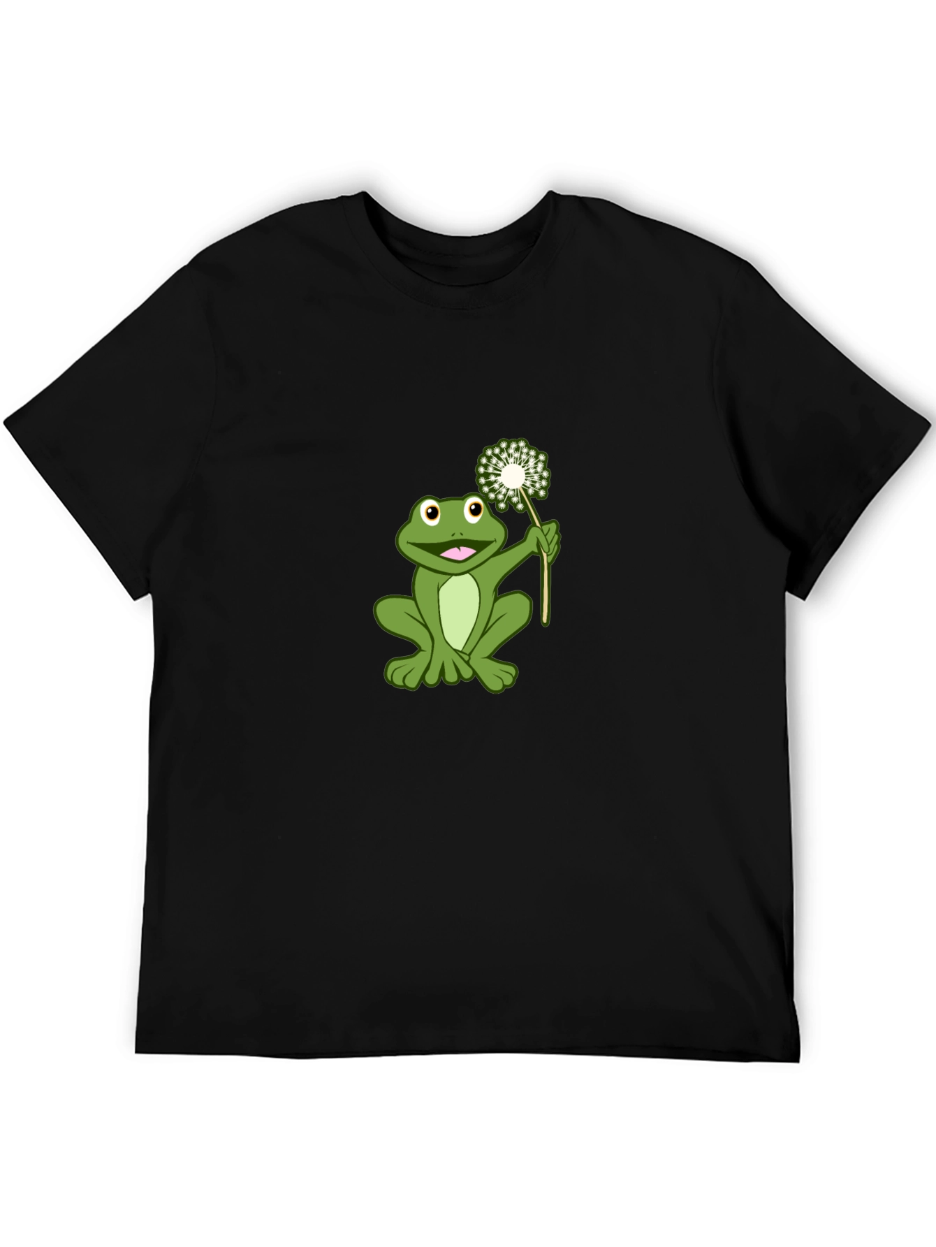 Black Frog Holding Dandelion Graphic Tee view 5