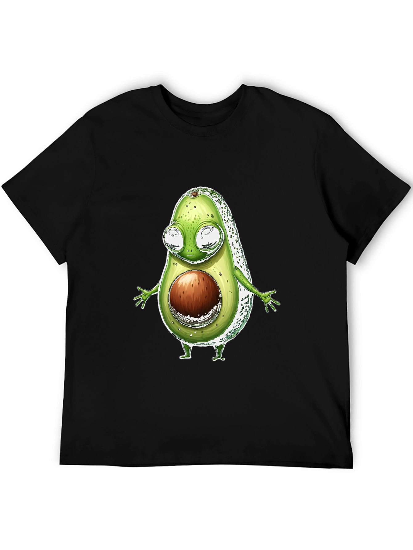 Black Funny Avocado Character T-Shirt - Black view 5