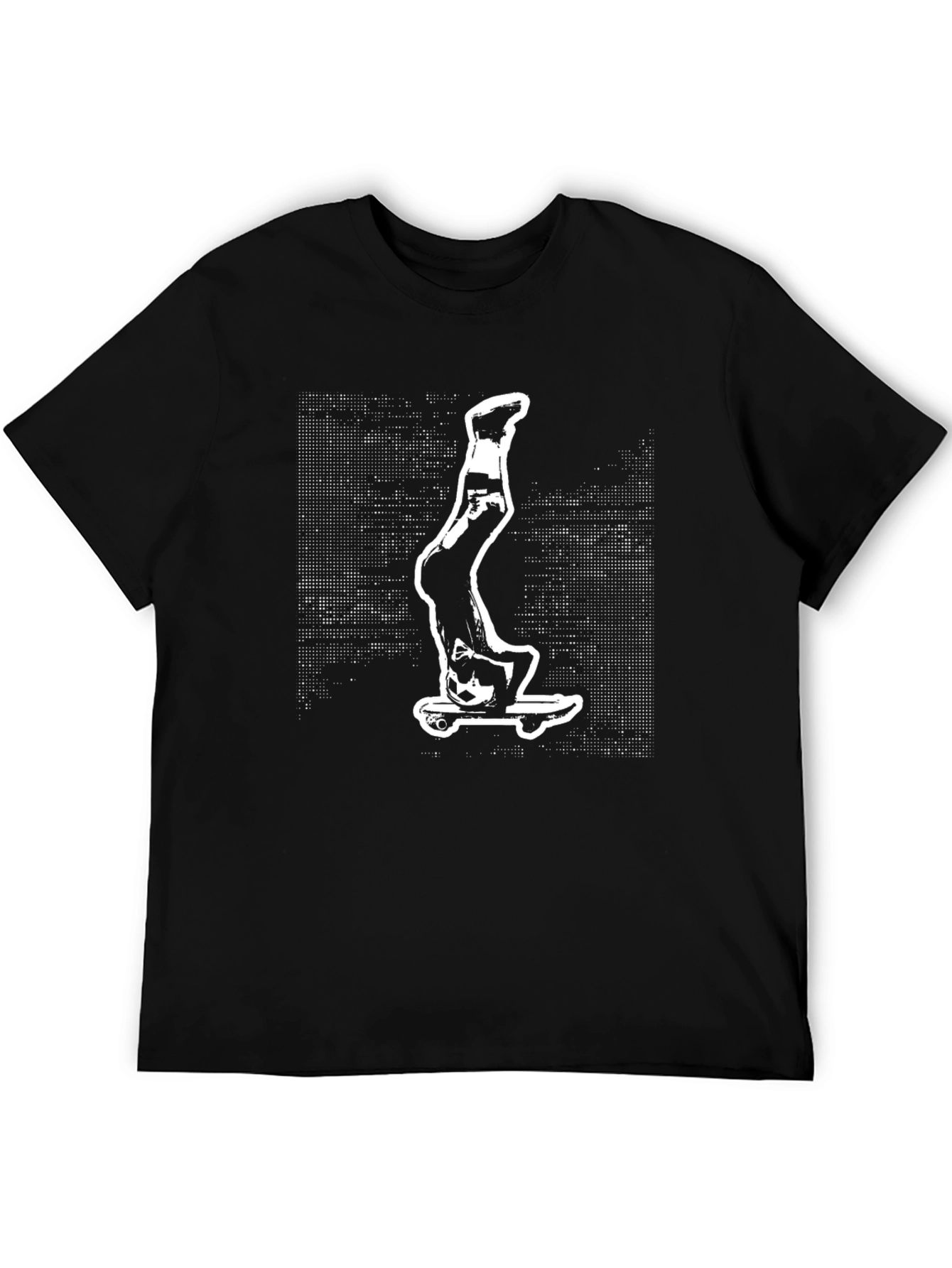 Black Skateboard Headstand Graphic Tee - Black view 5