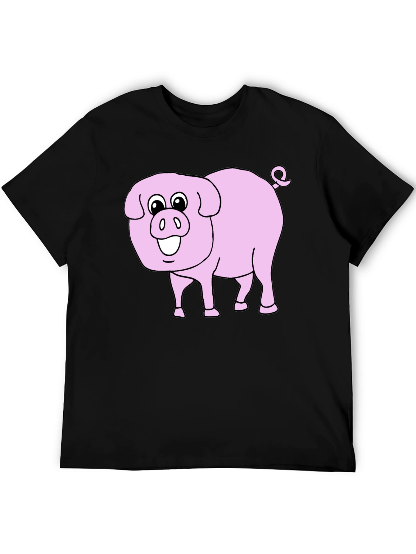 Black Cute Pig Graphic Tee - Black Cotton Blend view 5