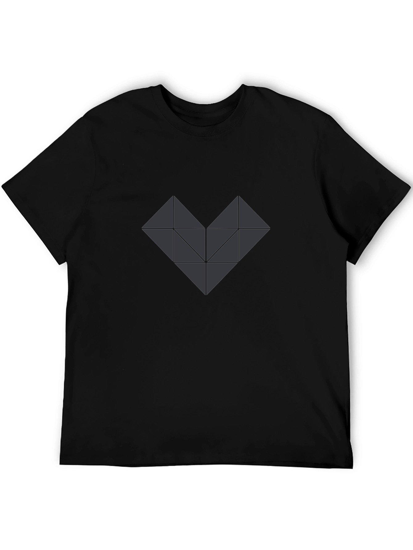 Black Geometric Heart Graphic Tee - Modern Minimalist Design view 5