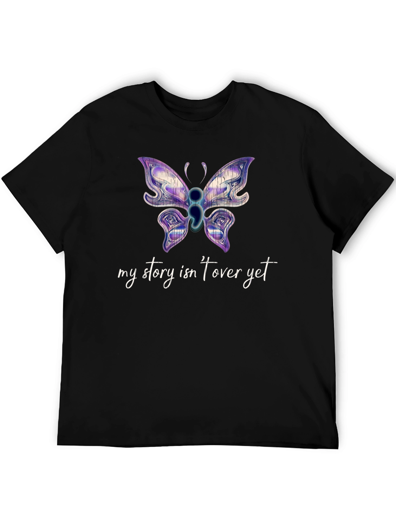 Black Semicolon Butterfly Graphic Tee view 5